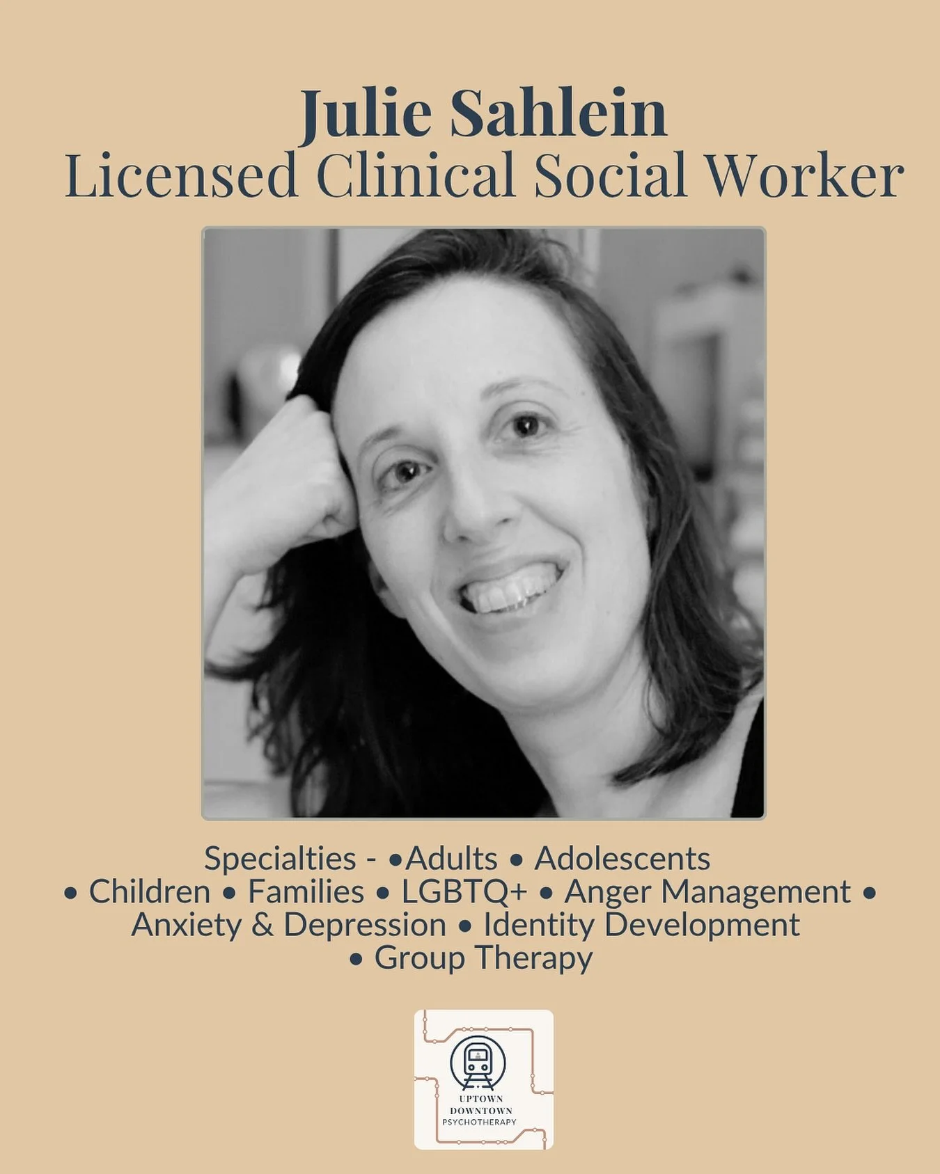 Meet Julie Sahlein, LCSW-R &mdash; a seasoned licensed clinical social worker with more than two decades of experience helping adults, teens, and children navigate life&rsquo;s emotional complexities.

Julie brings a deeply relational, psychoanalytic