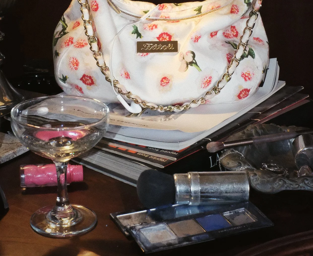 Sienna Bag in a messy tea room.