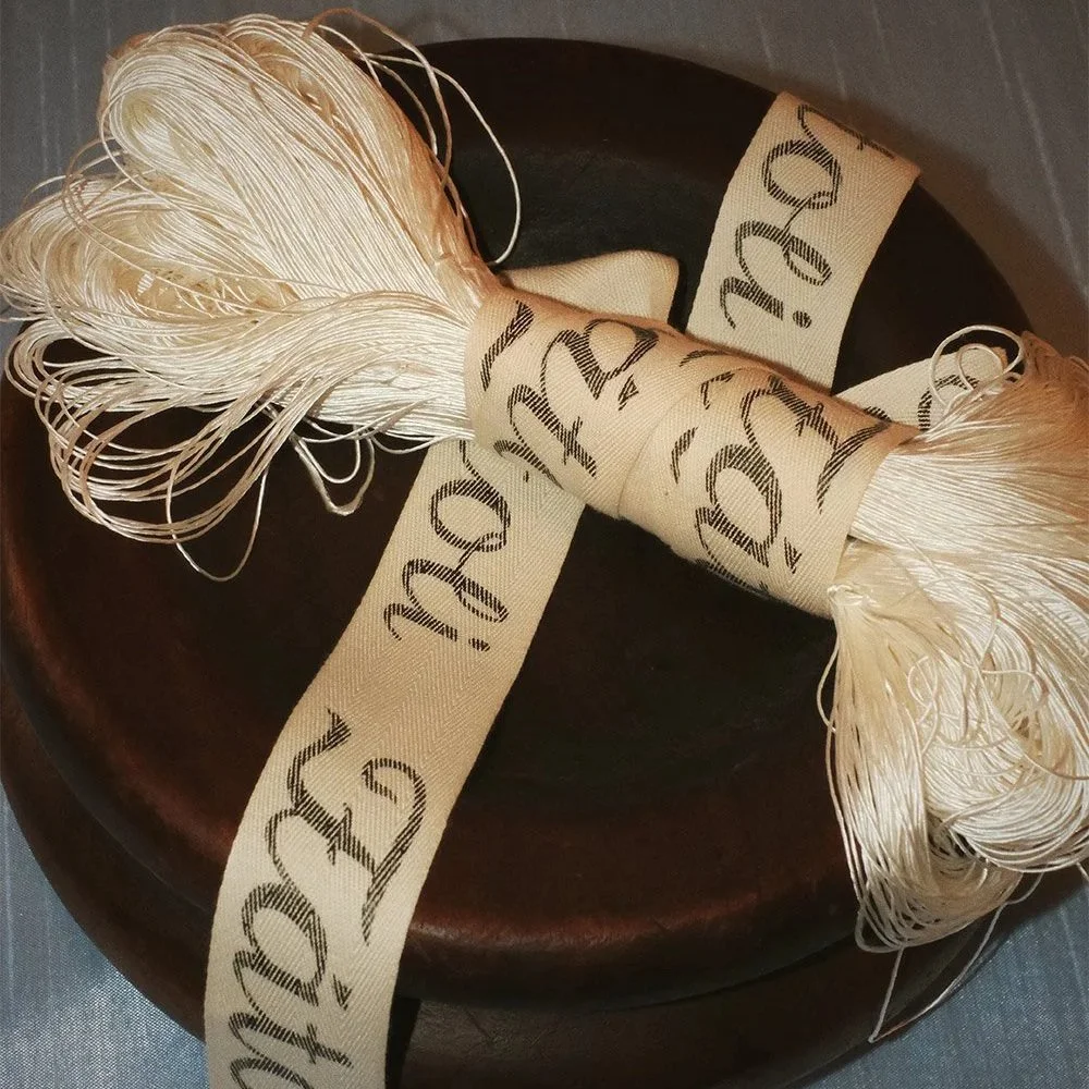 Portuguese silk displayed.