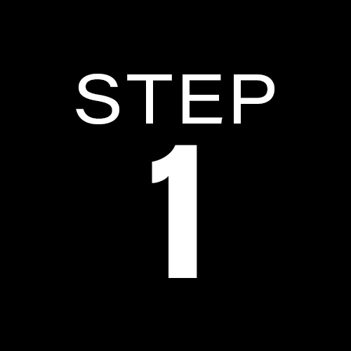 Step 1 in a process with text on a black background