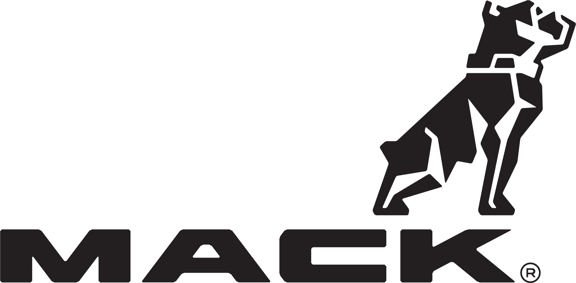 Mack truck logo with a stylized dog above the word "MACK" in bold capital letters.