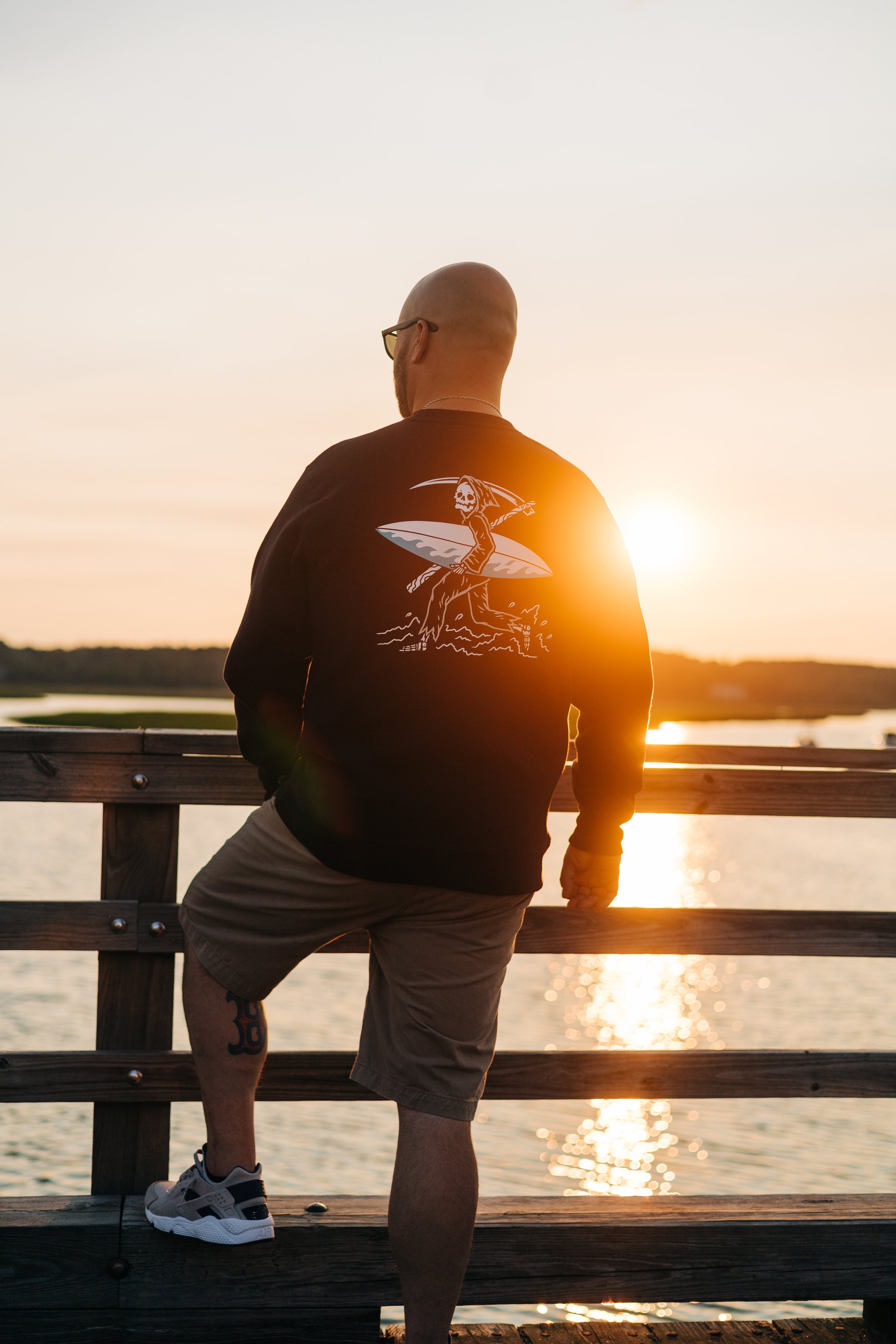 BB Beach Club _Apparel Shop_Navy Crewneck_ Surf Reaper Design _ South Portland Maine_ Old Orchard Beach Maine _ Beach Boys Cannabis Company