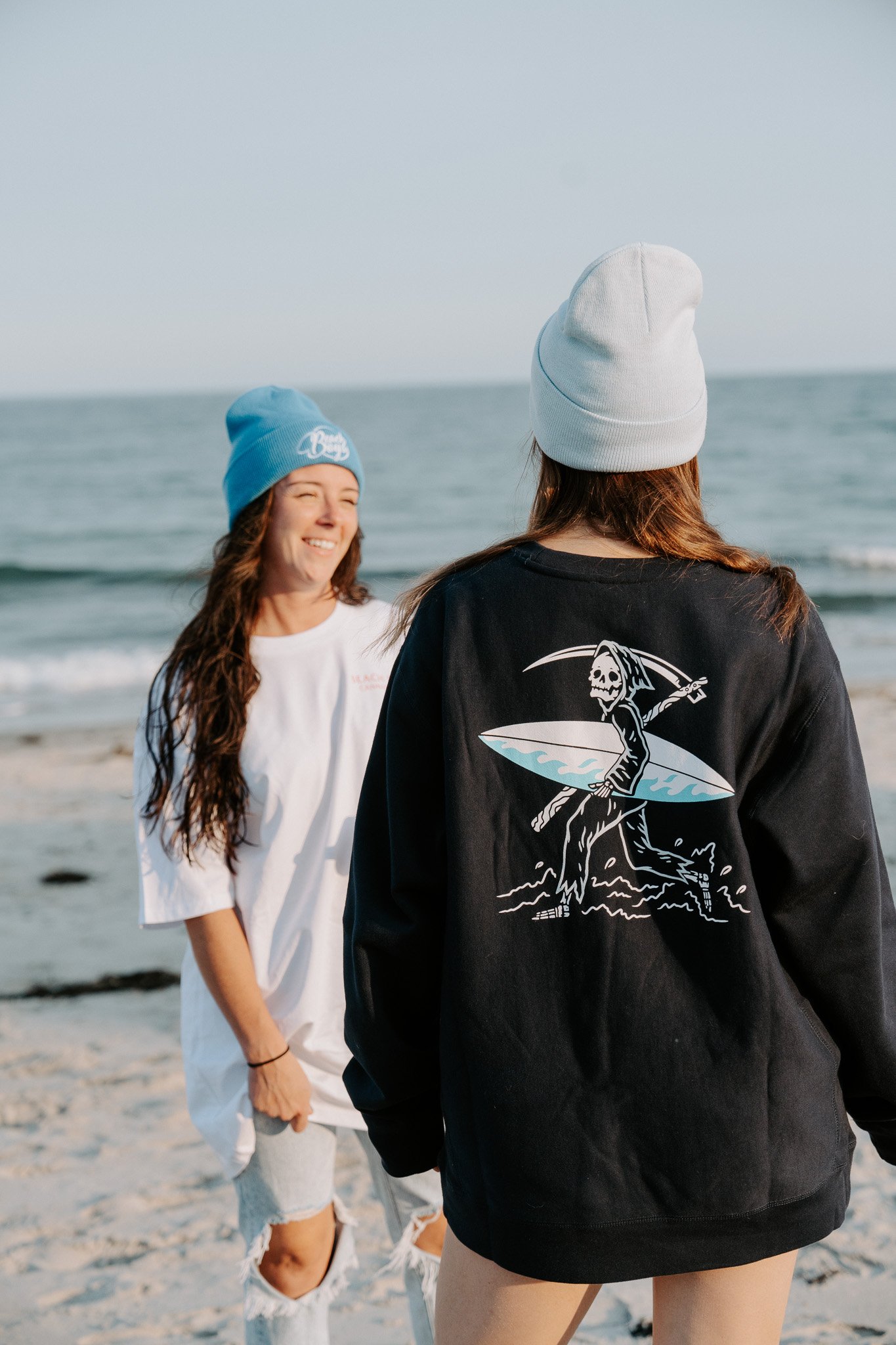 BB Beach Club _Apparel Shop_Navy Crewneck_ Surf Reaper Design _ South Portland Maine_ Old Orchard Beach Maine _ Beach Boys Cannabis Co