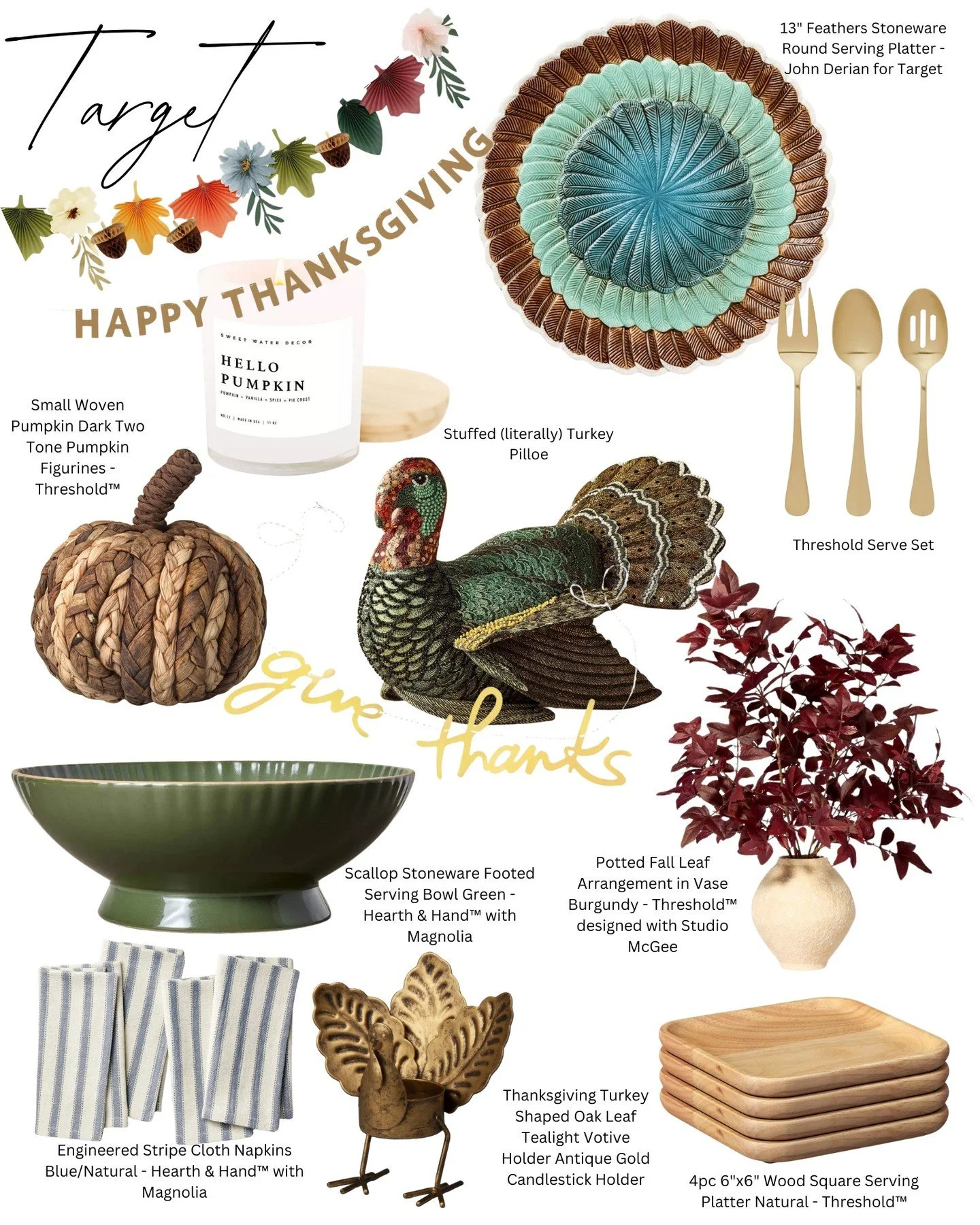 Feeling thankful and festive with these Target finds! Whether it's cozy vibes, hosting must-haves, or table setting perfection, they've got everything to make this Thanksgiving extra special. 

#TargetFinds #ThanksgivingDecor #GratefulVibes #FallFeel