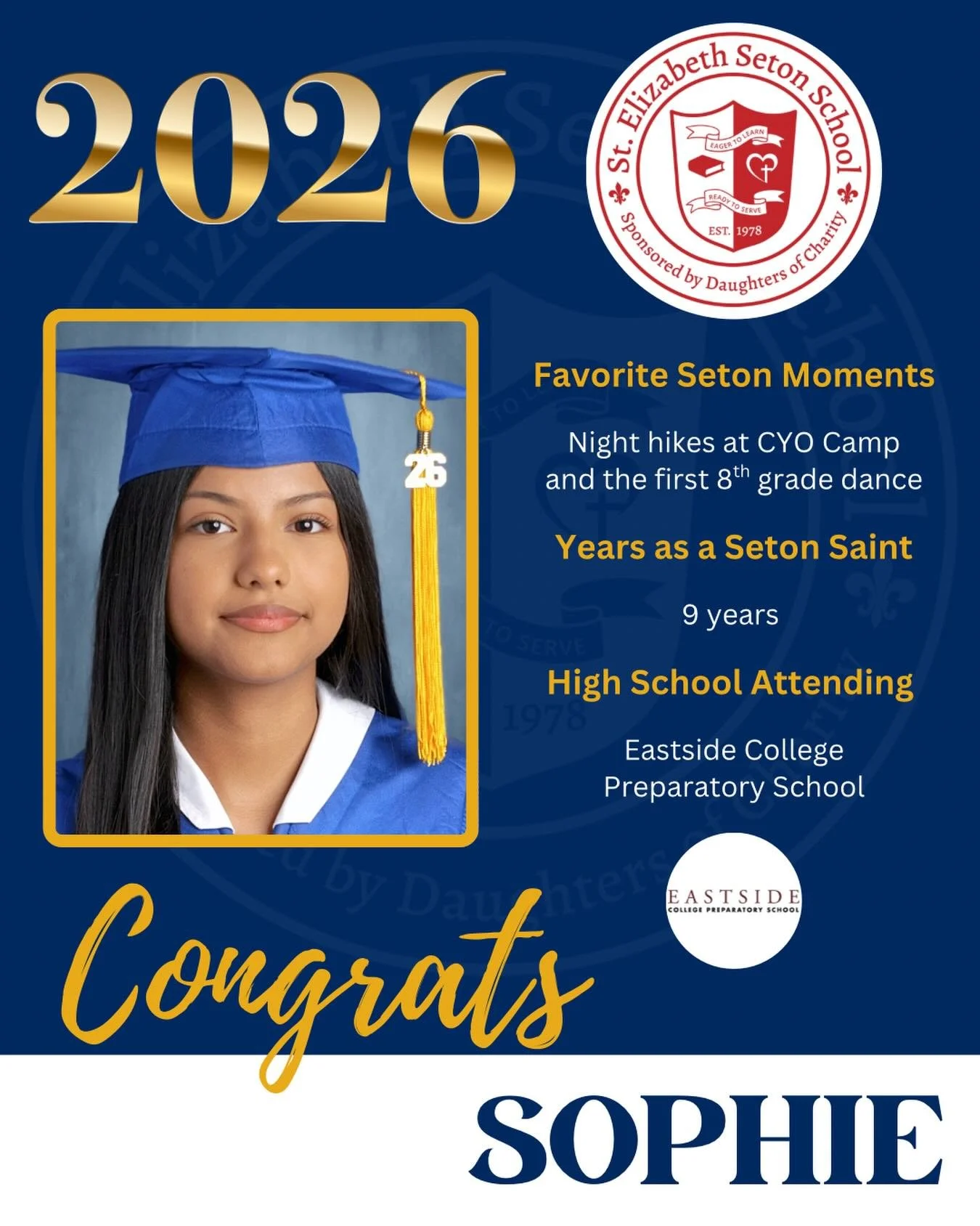 As we enter the final month of school, we invite you to join us in celebrating the Class of 2026! Each day, we&rsquo;ll spotlight two of our incredible graduates as they prepare to take the next steps in their academic journey! We are so proud of all