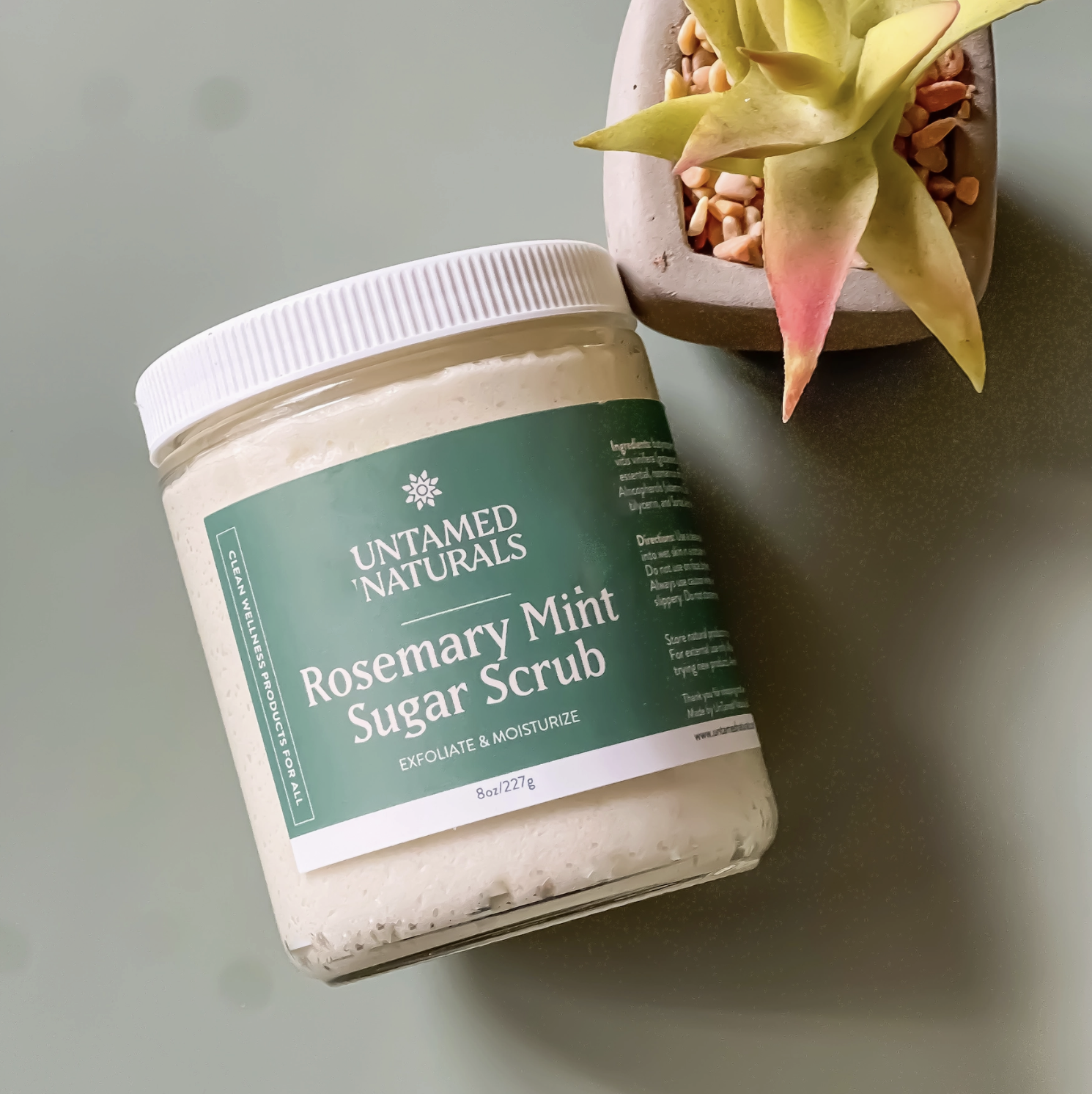 Untamed Naturals Rosemary Mint Sugar Scrub Body Polish and Exfoliant