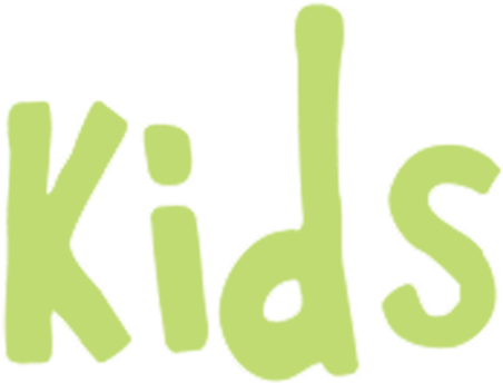 The word "Kids" written in large, green, playful font.