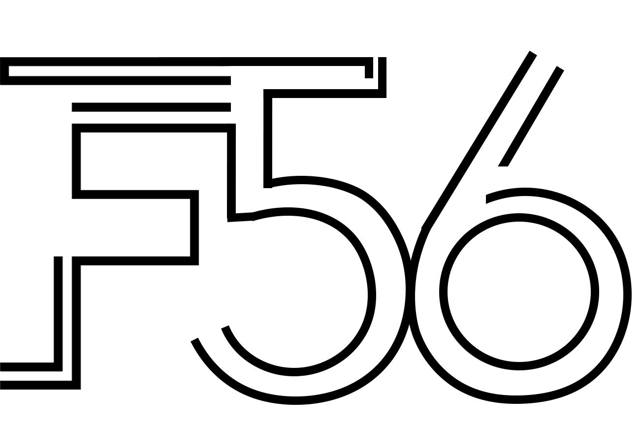 A stylized black text graphic displaying 'Fifty Five 50/50' with a modern line art font.