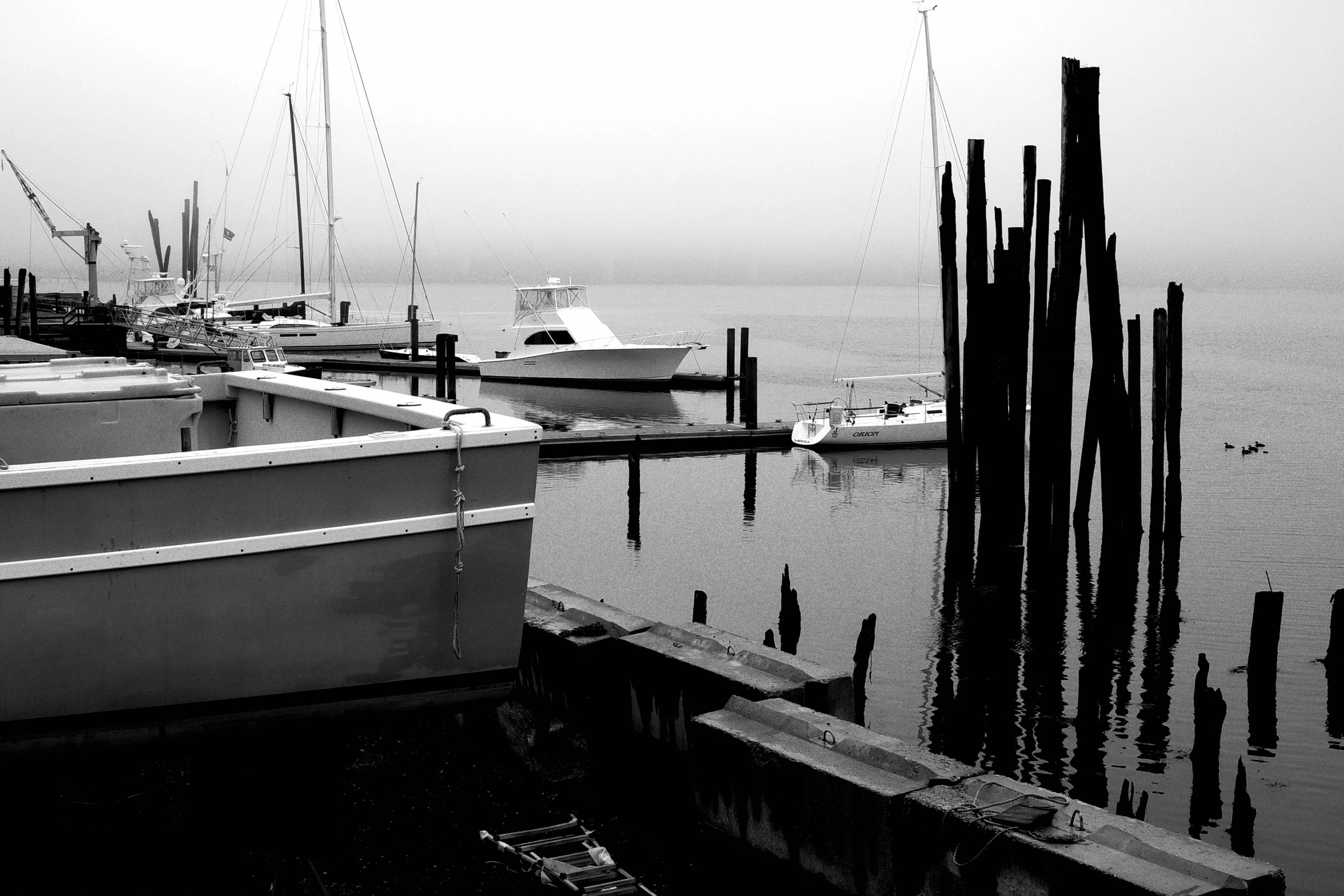 Views from where Vahi sat at the Portland Yacht Services boat yard