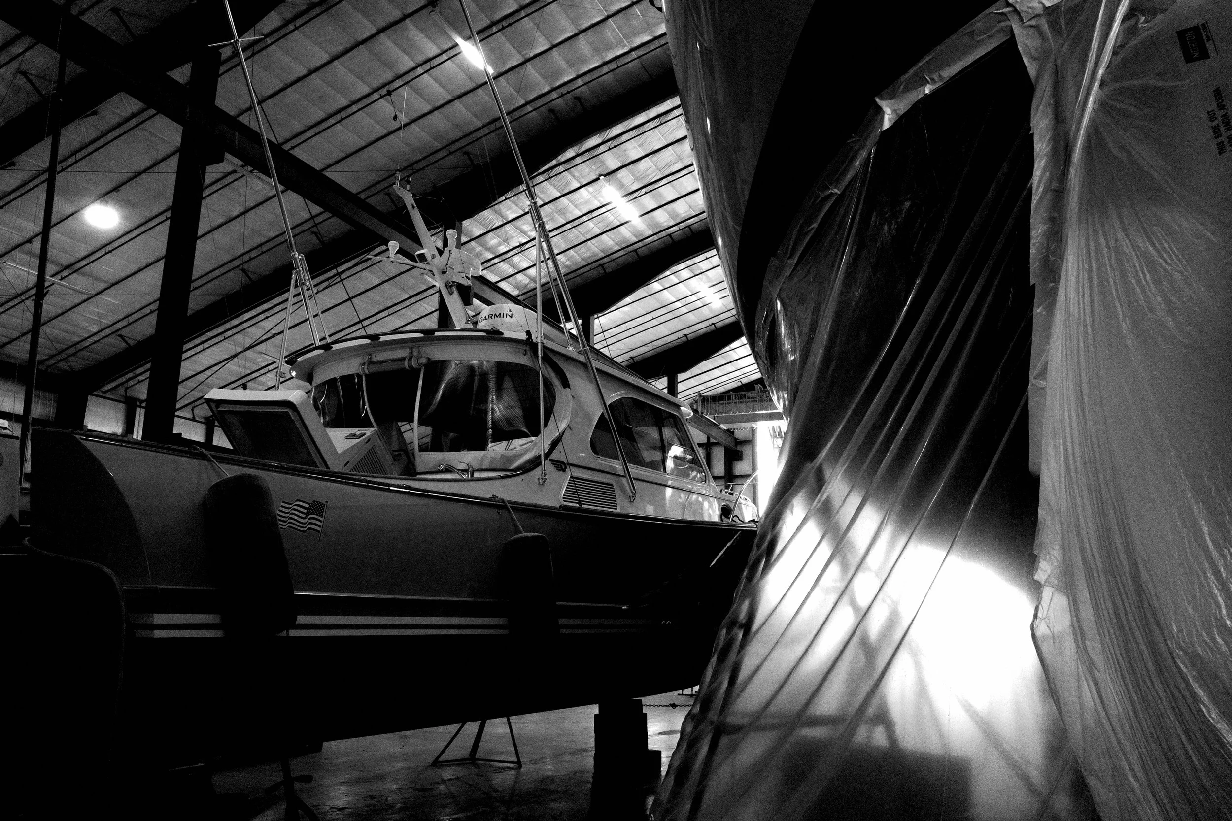 Inside the admin building of Portland Yacht Services at the time Vahi was dry docked.