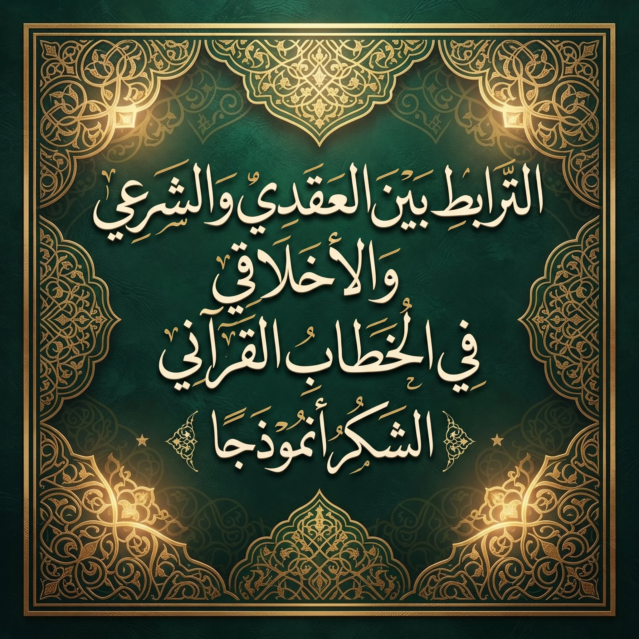 الترابط بين العقديّ والشرعيّ والأخلاقيّ في الخطاب القرآني-الشكر أنموذجاً-