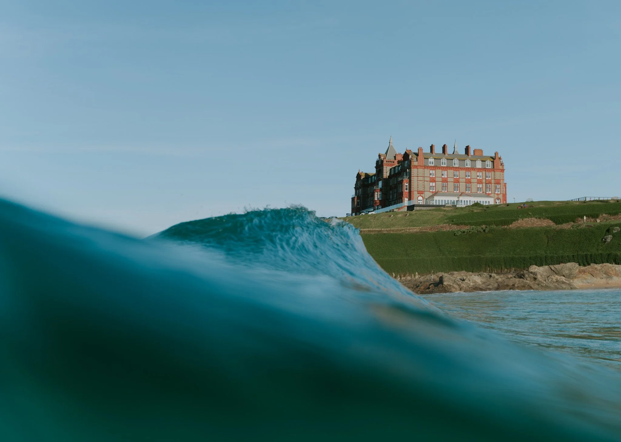 The Headland Hotel, Viewed from the ocean from an incredable perspective.