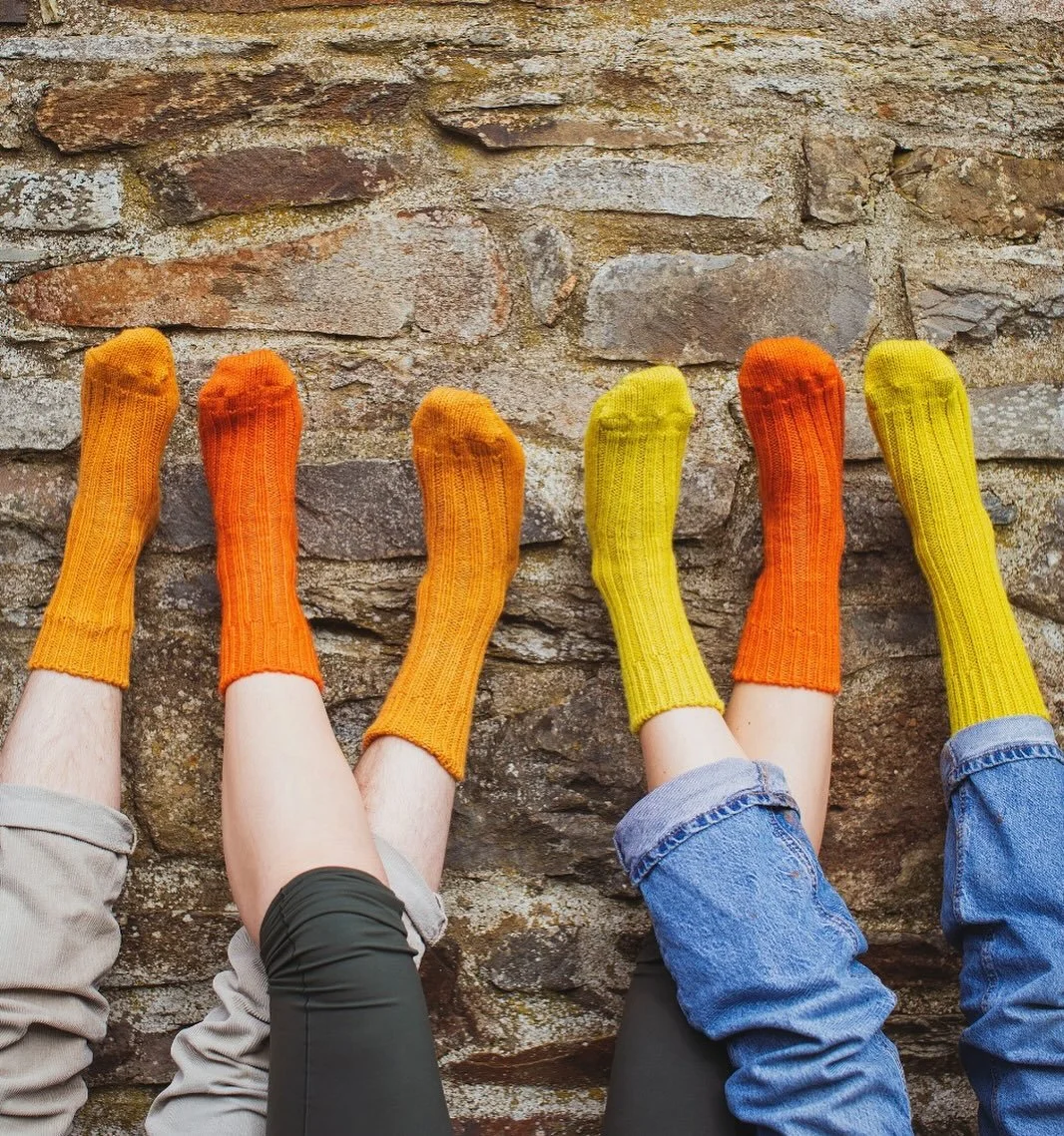 We have lots of new socks in many colour ways coming to the website soon ~

The legend that is @heather.birnie came and photographed for us for the day.

Currently working on the website and they&rsquo;ll be up soon. We have lots more scrunchies, han