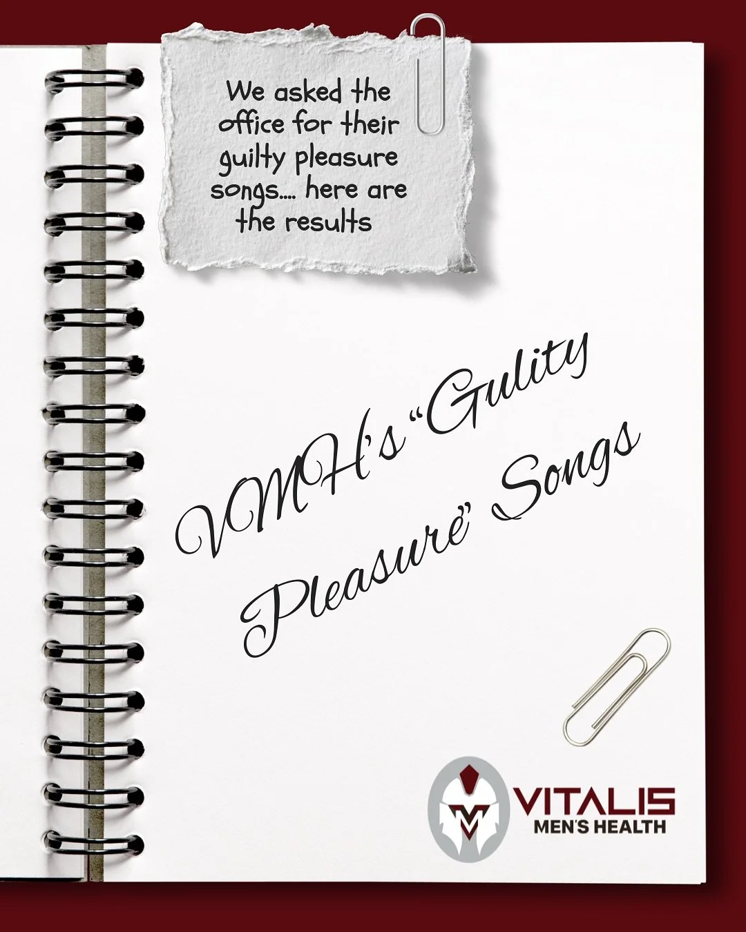 We all have those songs we can&rsquo;t help but sing along to&hellip;even if we won&rsquo;t admit it out loud. 

Here are Vitalis Men&rsquo;s Health&rsquo;s guilty pleasure picks&hellip; what&rsquo;s yours?