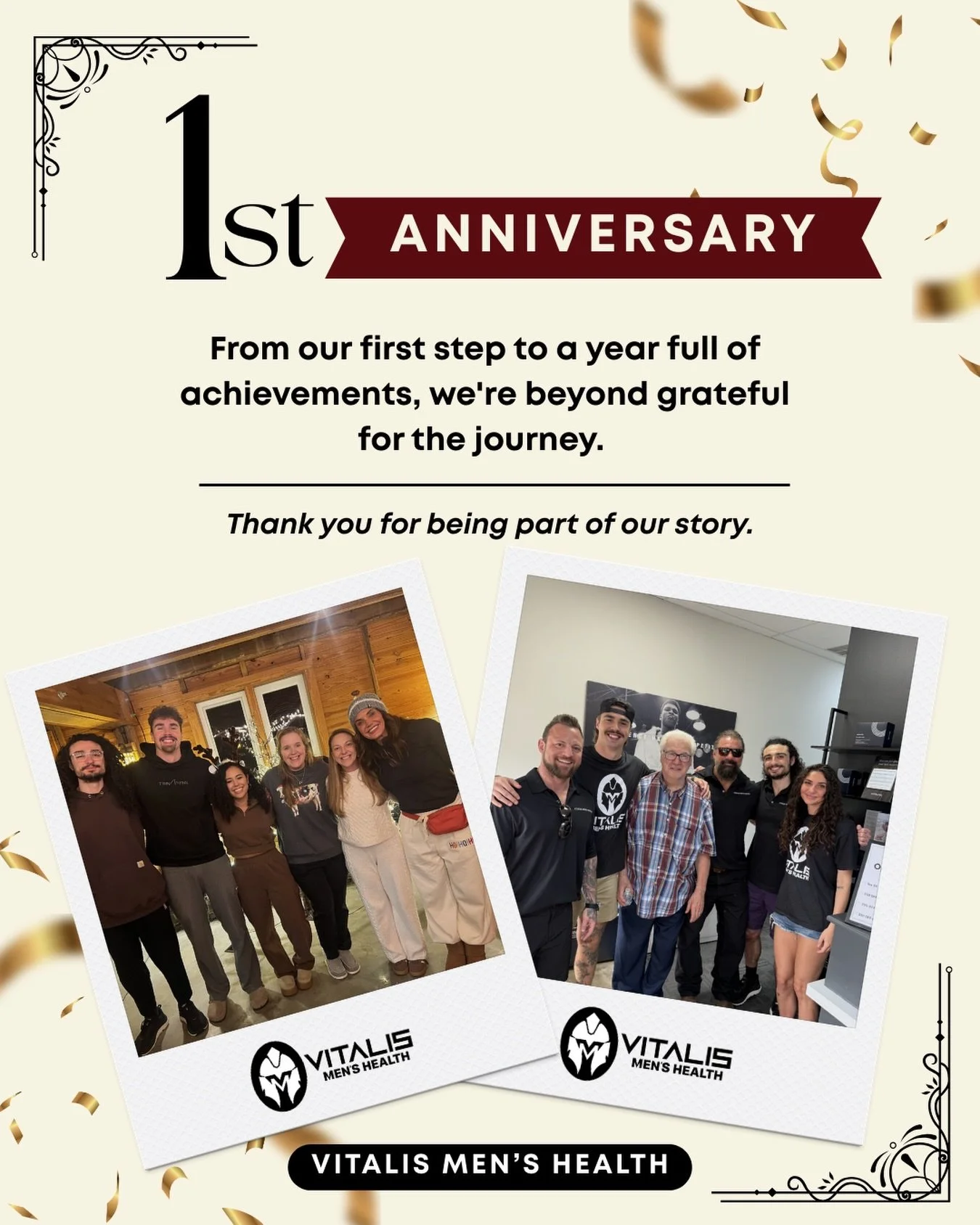 Today marks 1 year of Vitalis Men&rsquo;s Health.

What started as a vision to improve men&rsquo;s health in our community has grown into something we are incredibly proud of. The patients, the stories, and the progress we have seen this year are the