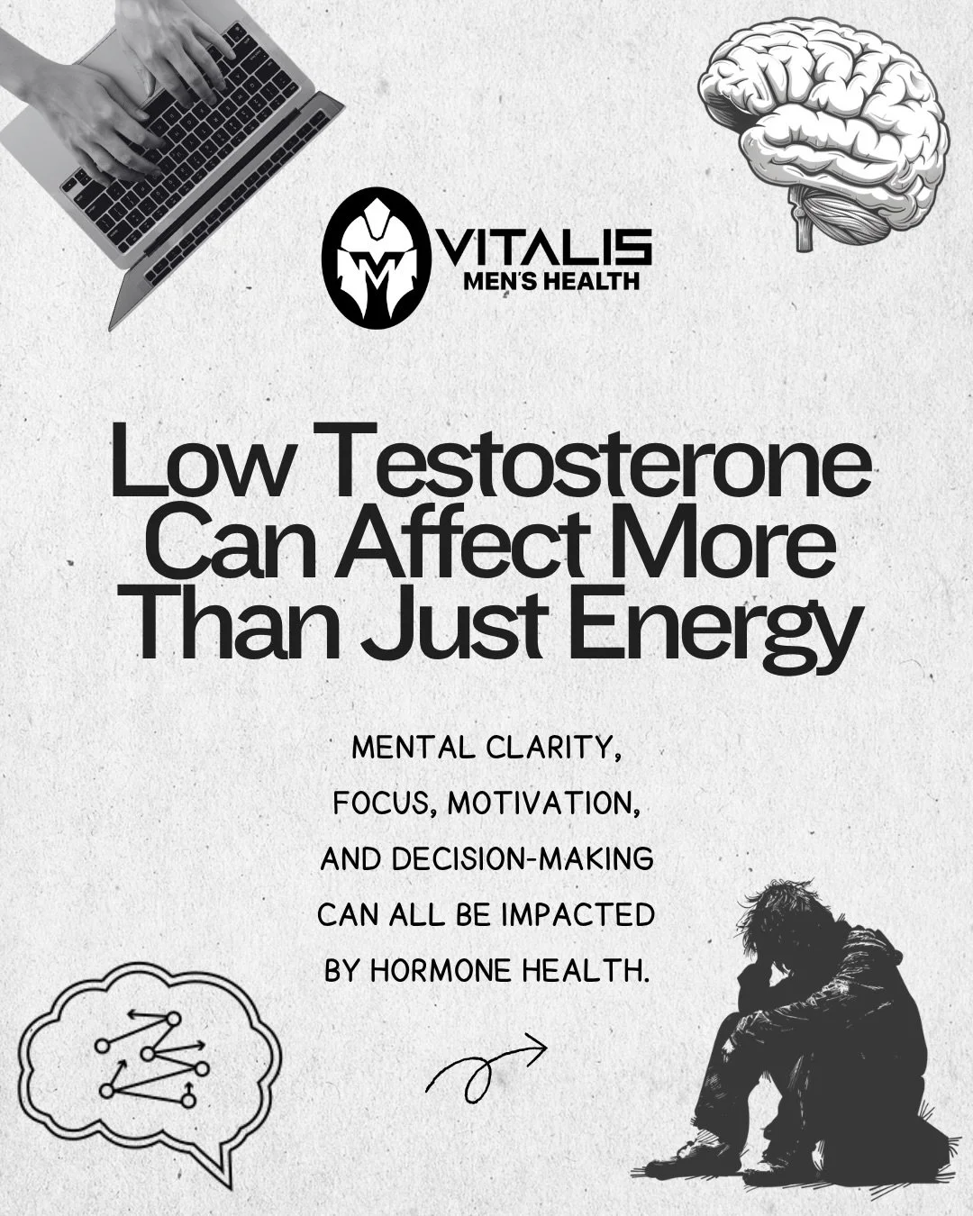 Brain fog. Low motivation. Difficulty focusing.
Low testosterone can affect more than just physical performance.

Research has shown testosterone may play a role in cognitive function, mental clarity, and motivation in men with low levels. If you hav