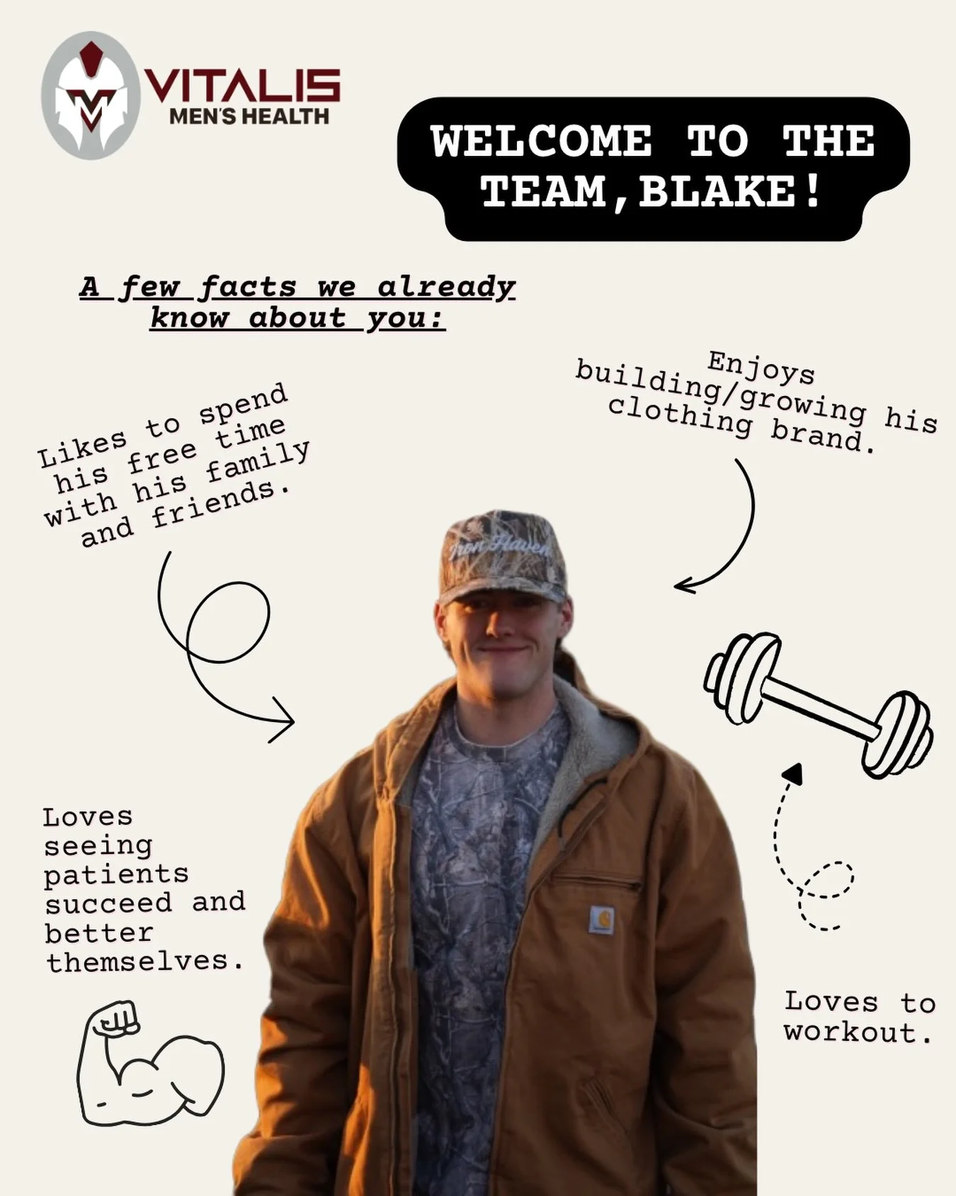Welcome Blake to the Vitalis family!

Blake is passionate about helping people look and feel their best through health and wellness. When he&rsquo;s not at the clinic, you&rsquo;ll likely find him in the gym, working on growing his business, or spend