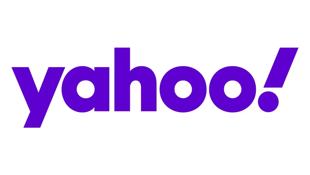 Yahoo! logo in purple text on white background.