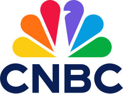 CNBC logo with a multicolored peacock symbol.