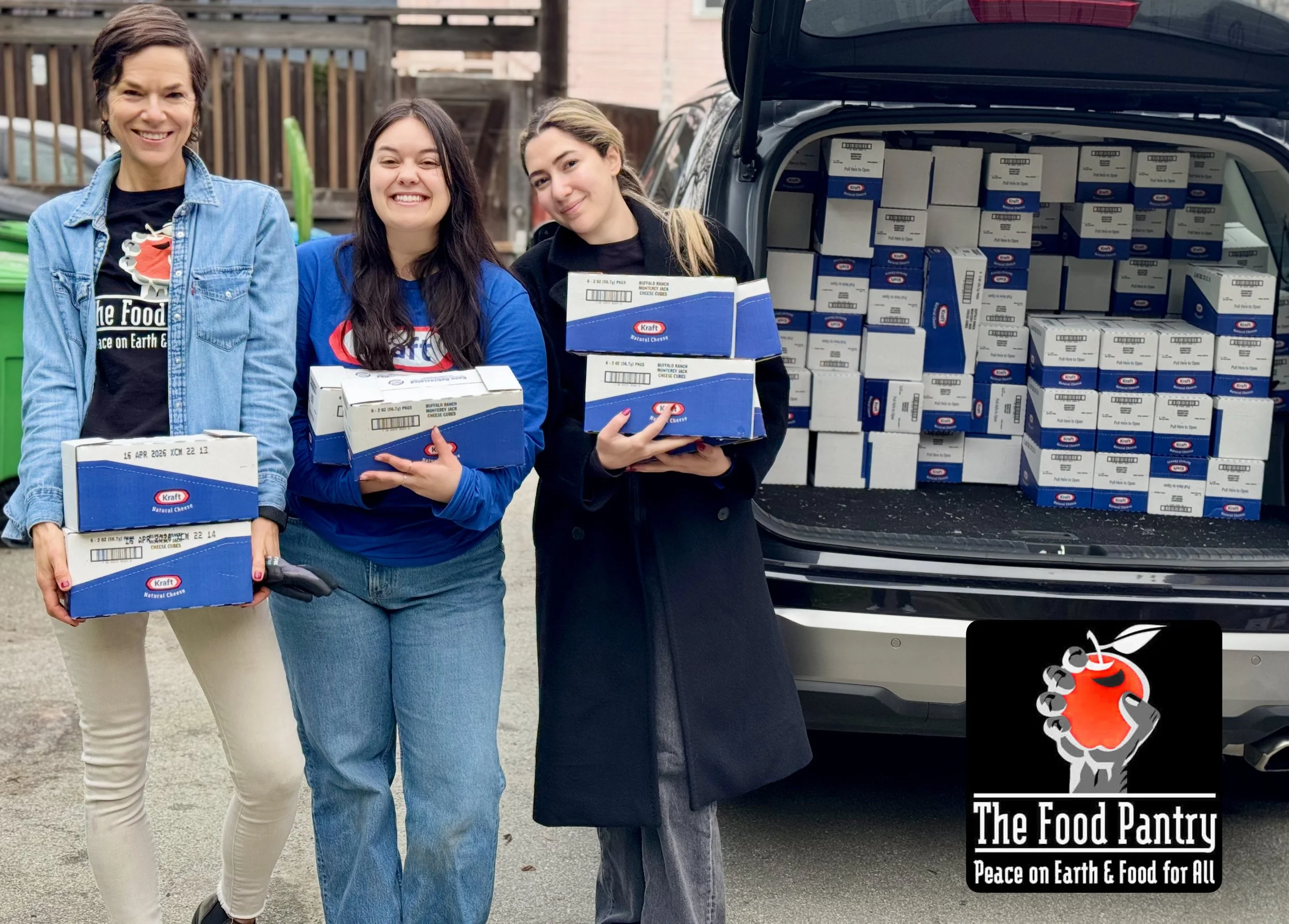 Stephanie Jolluck of The Food Pantry in San Francisco with Kraft employees
