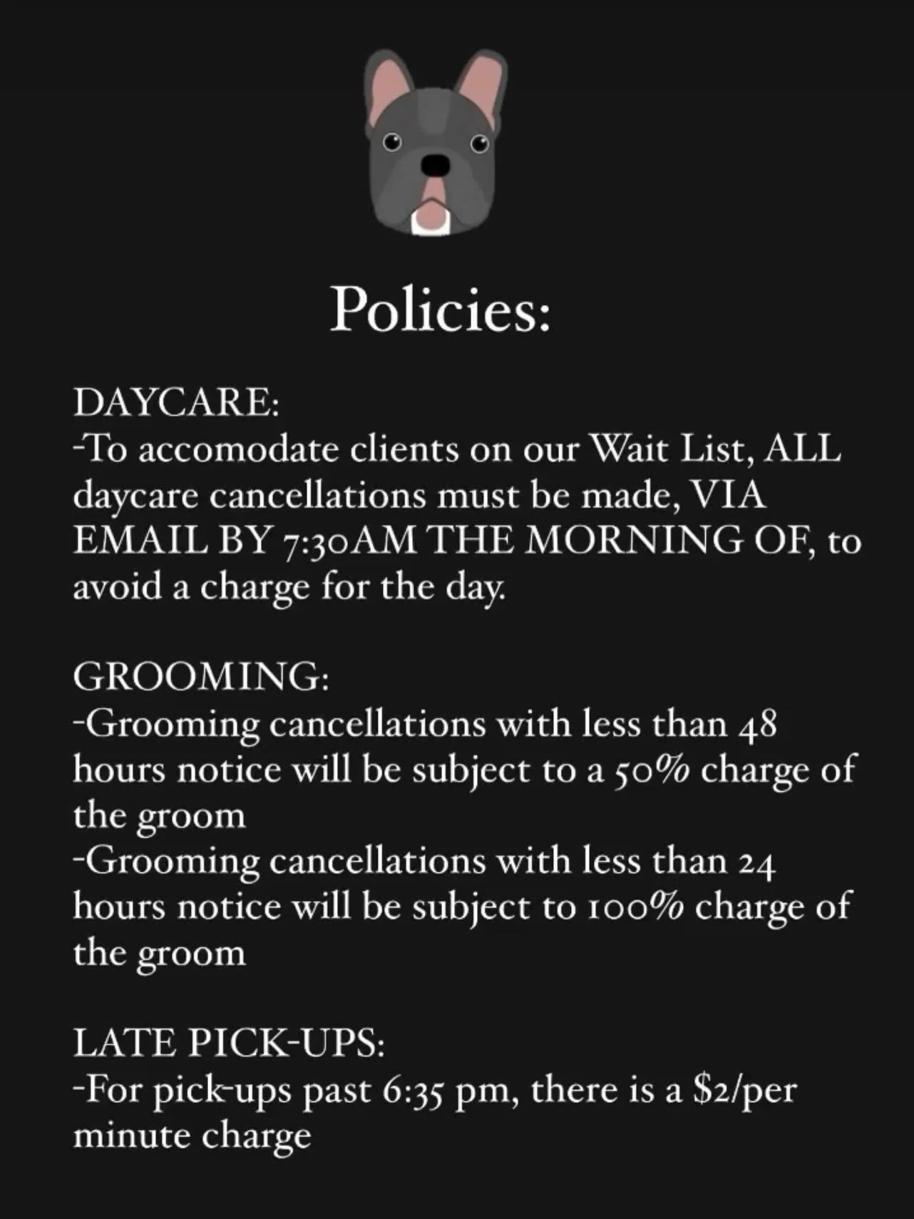 🚨 A few friendly reminders 🐾
Thank you!