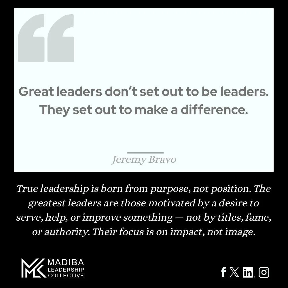 They don&rsquo;t chase leadership; leadership finds them because of their character and contribution.
Happy new week from Madiba Leadership Collective. 
#madibaleadershipcollectivequotes #mondayinspiration #leadershipinsights