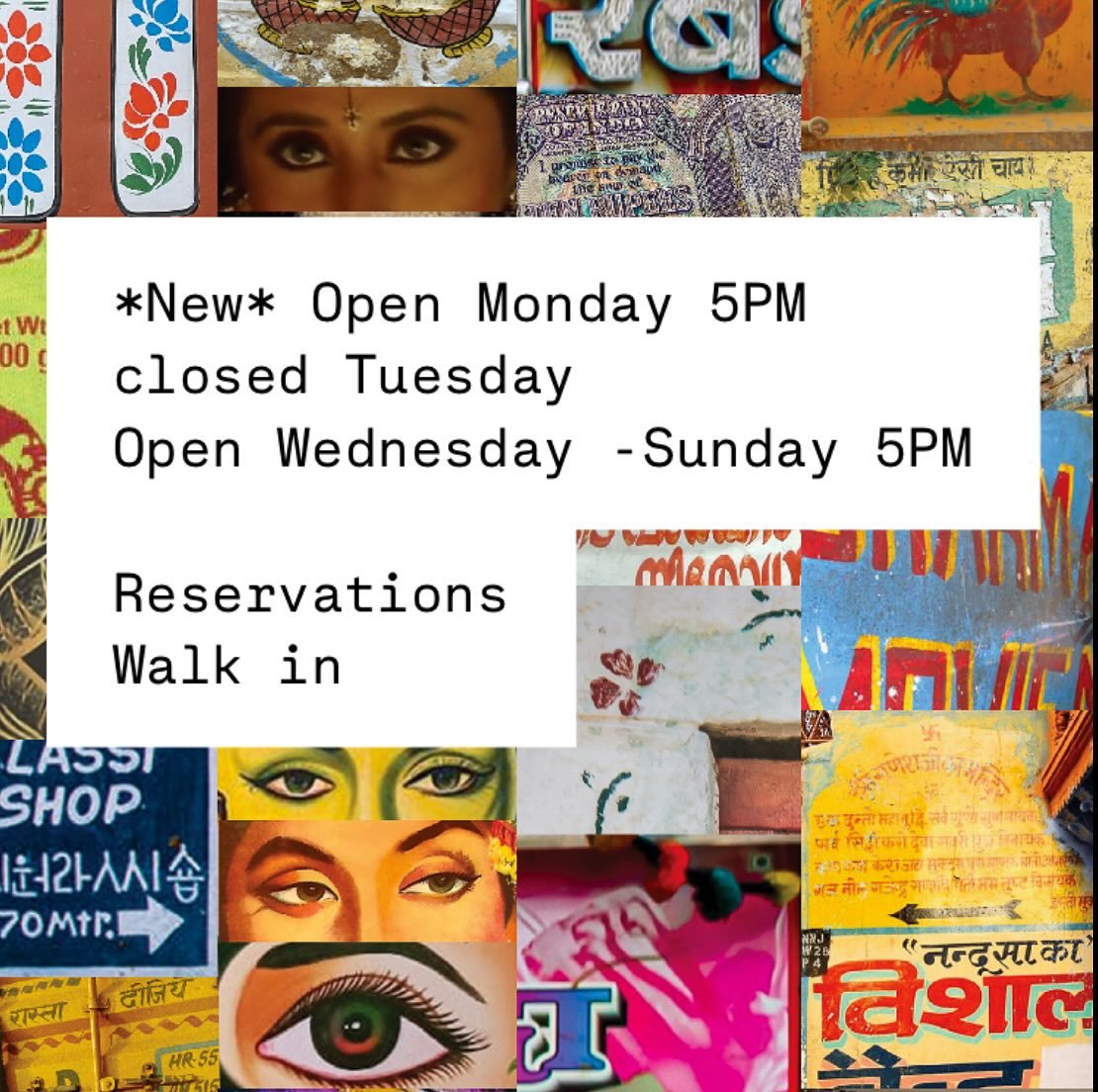 We&rsquo;ve expanded our hours to include Mondays! Open Monday 5PM.  Closed Tuesday. Open Wednesday through Sunday.  https://resy.com/cities/washington-dc/venues/tapori
