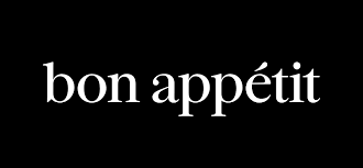 Text reading 'bon appétit' on a black background