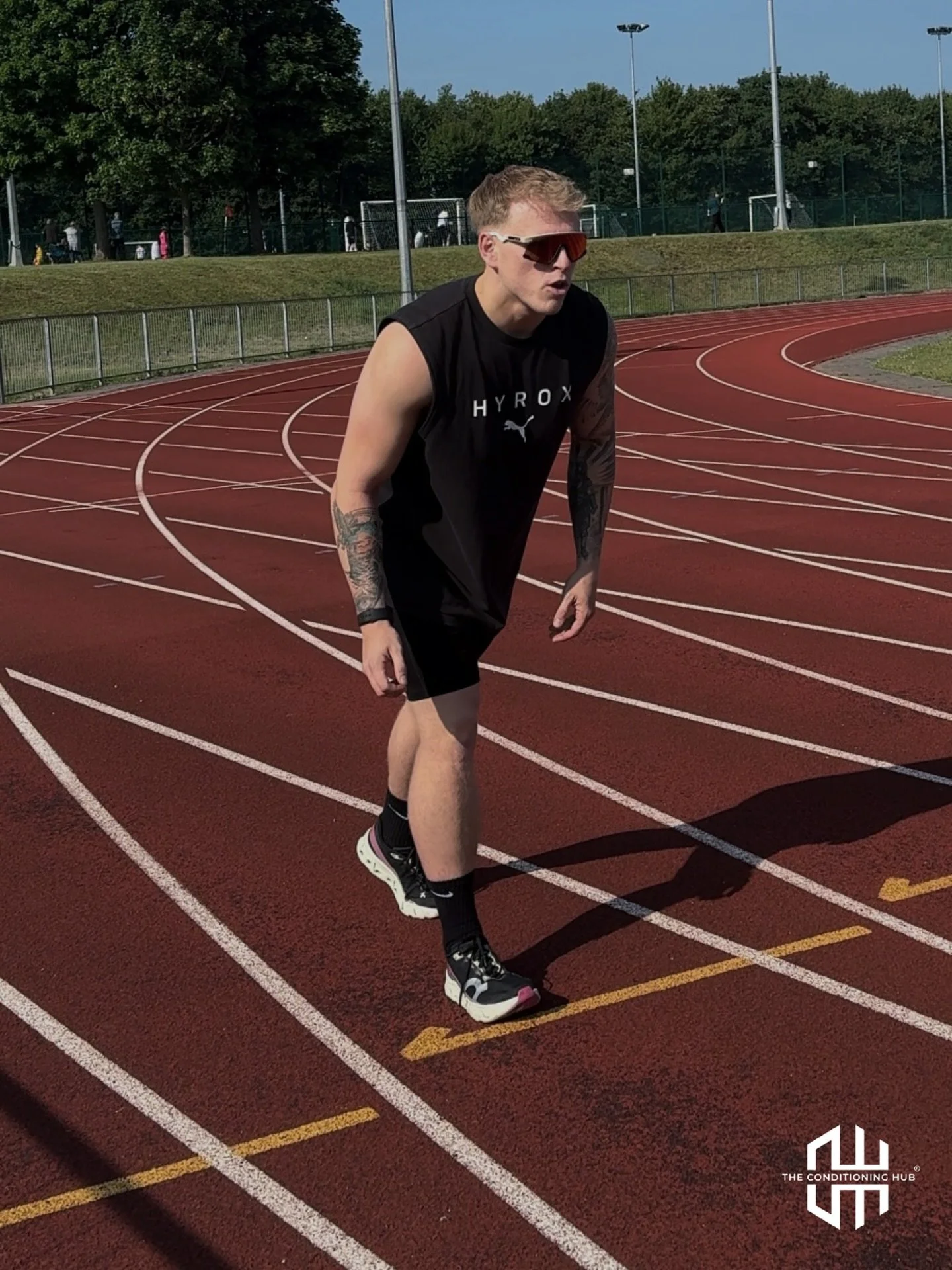 Hyrox Track Session: &ldquo;Threshold &amp; Transition&rdquo;

Total Time: ~45&ndash;60 mins

Warm-Up (10&ndash;15 mins)

800m easy jog
Dynamic stretches + mobility drills
2x 100m stride-outs at 70&ndash;80% effort

⸻

Main Set (35&ndash;40 mins)

6x