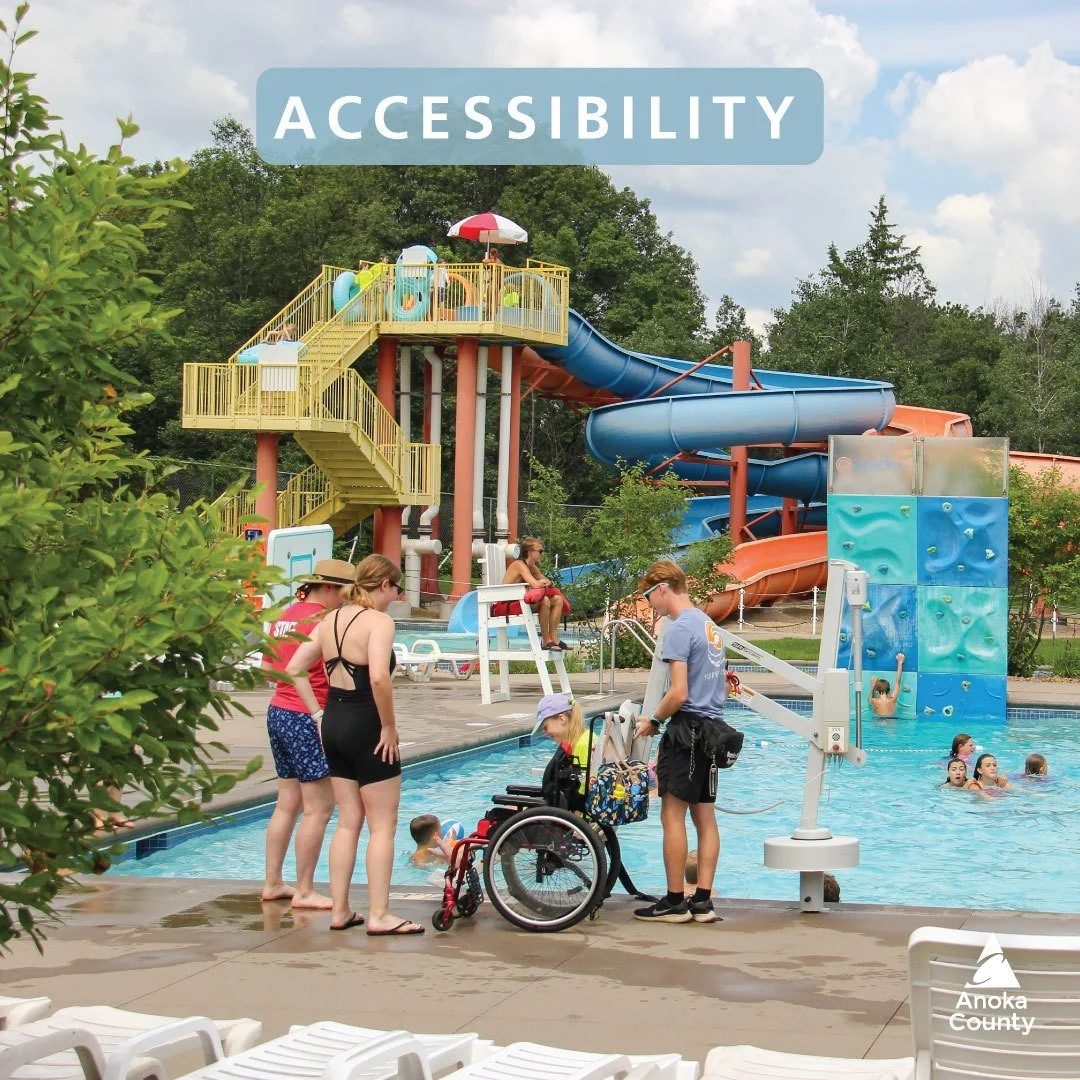 ♿ Bunker Beach has a variety of accessibility options:
 
🔹ADA Pool Lifts &ndash; Wave Pool and Rocky Bay
 
🔹Aquatic Wheelchair &ndash; Borrow from the first aid office.

🔹Zero Depth Entry &ndash; Wave Pool, Lagoon, Adventure Pool, Lazy River, and 