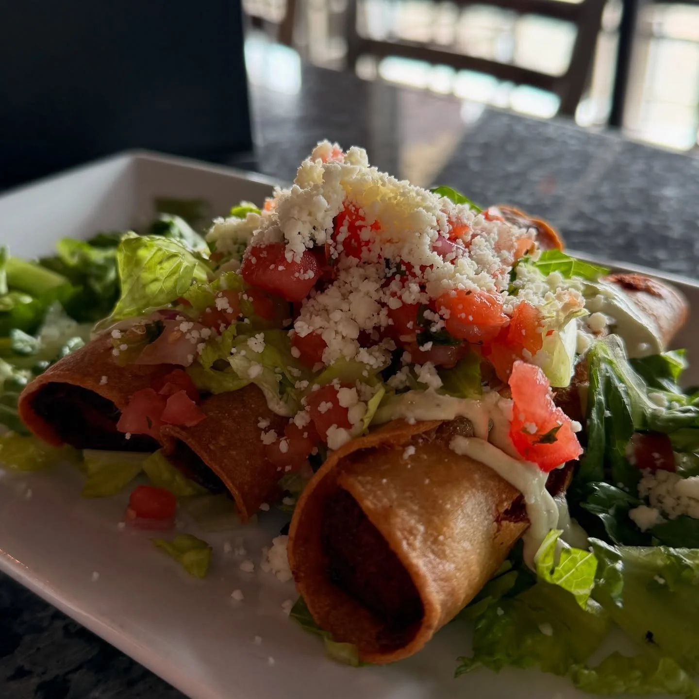 Chicken Flautas on our Taco Tuesday menu!  All day every Tuesday!