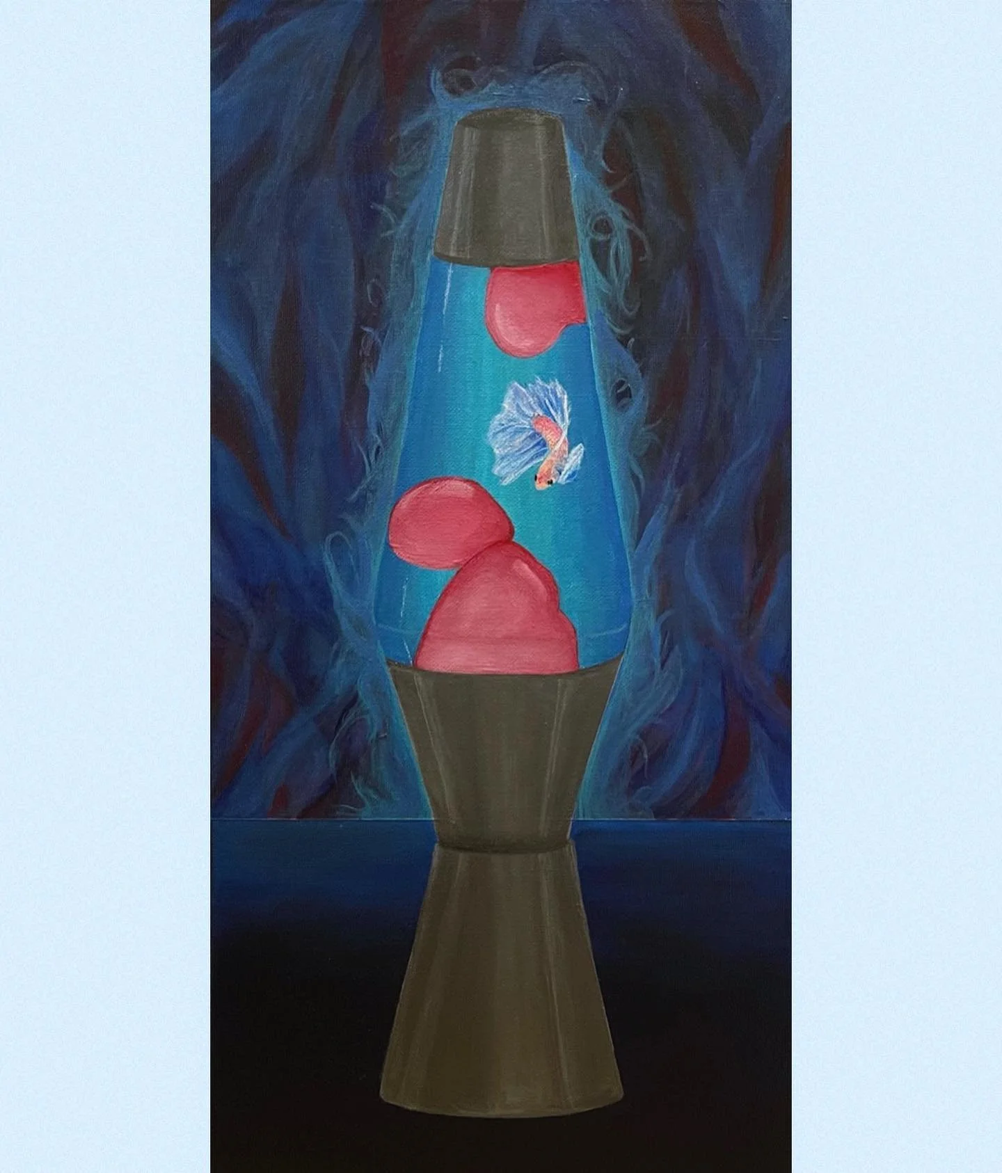 Is it a metaphor? Or is it just a fish in a lava lamp? 🤨
. . . 
#artistsoninstagram #painting #acrylicpainting #blue #fish #lavalamp #groovy #illustration