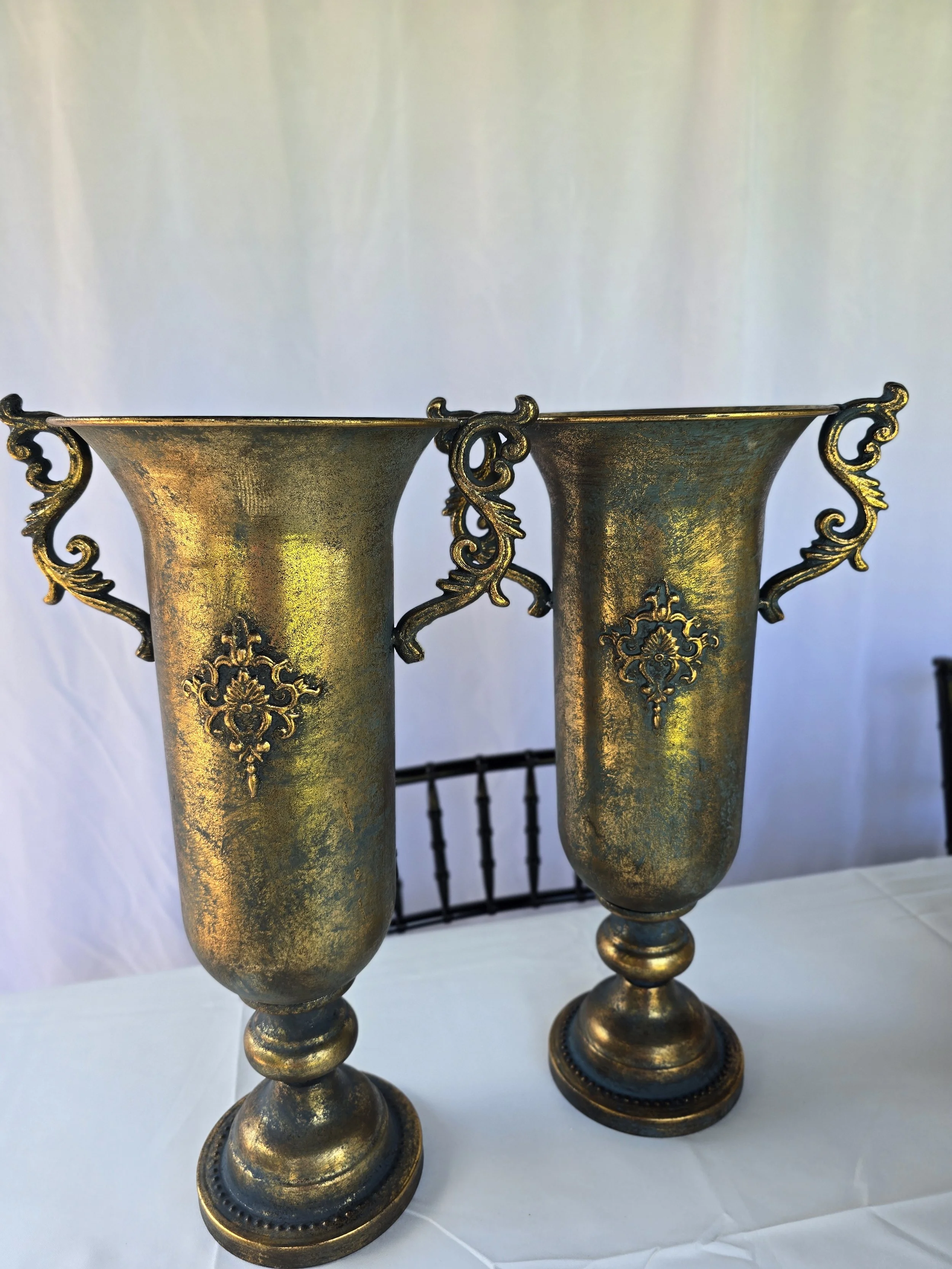 Brass trumpet vases (set of 2)