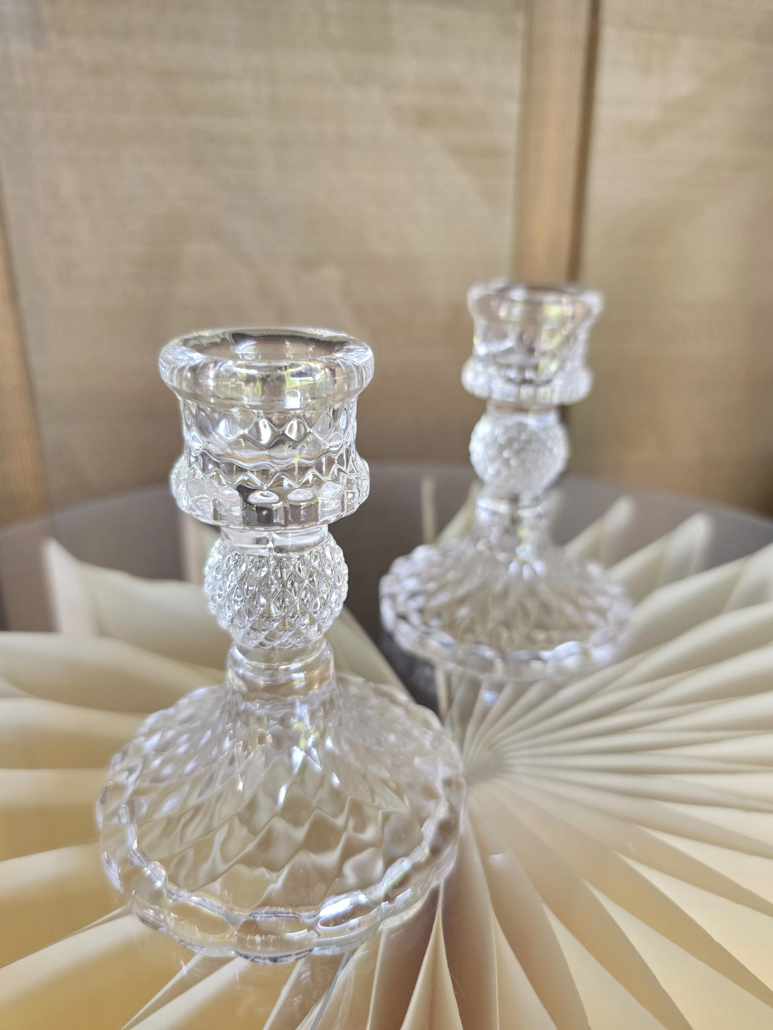 Glass candle stick holders