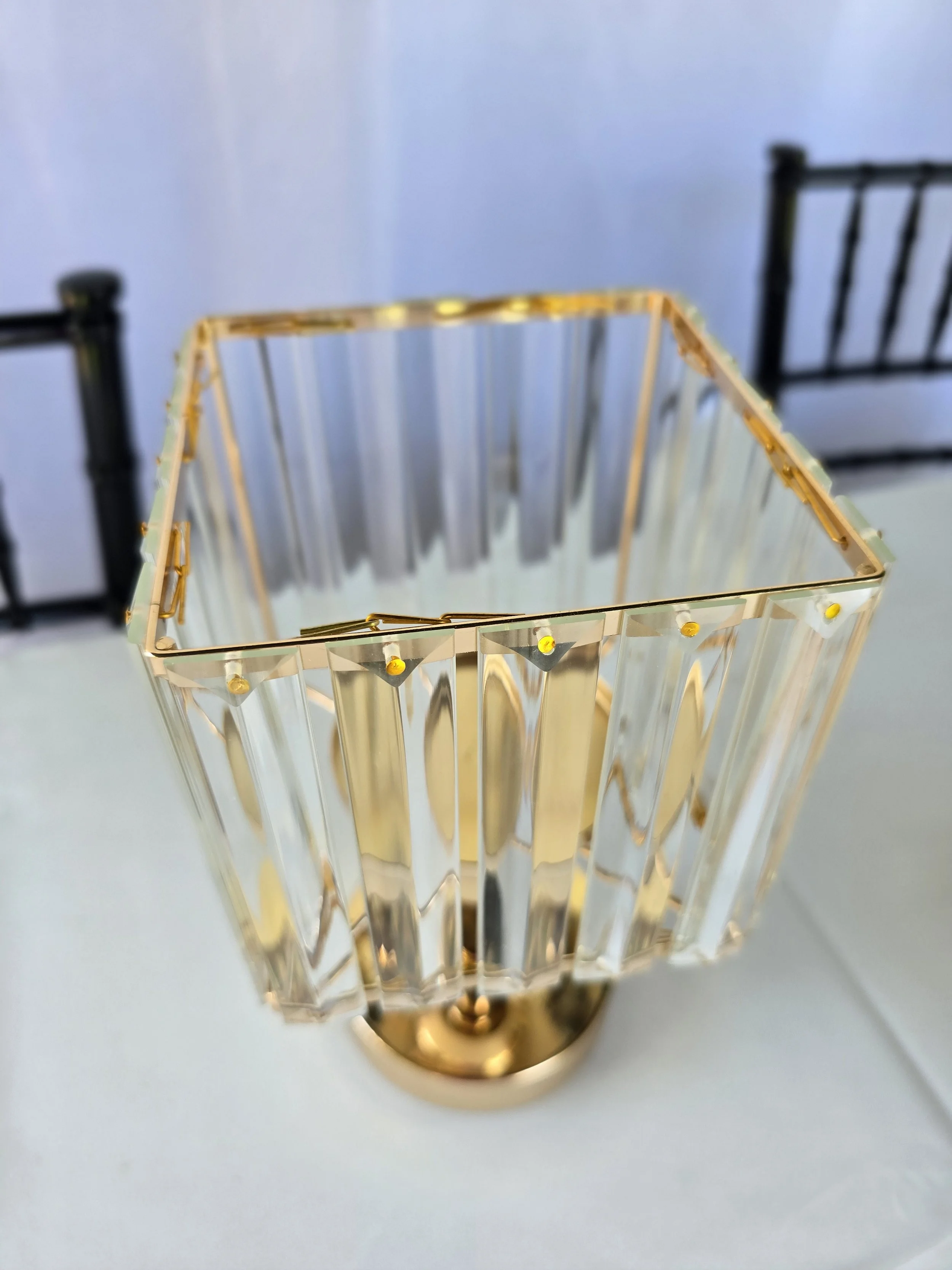 Square glass candle holders with gold accent (set of 6)