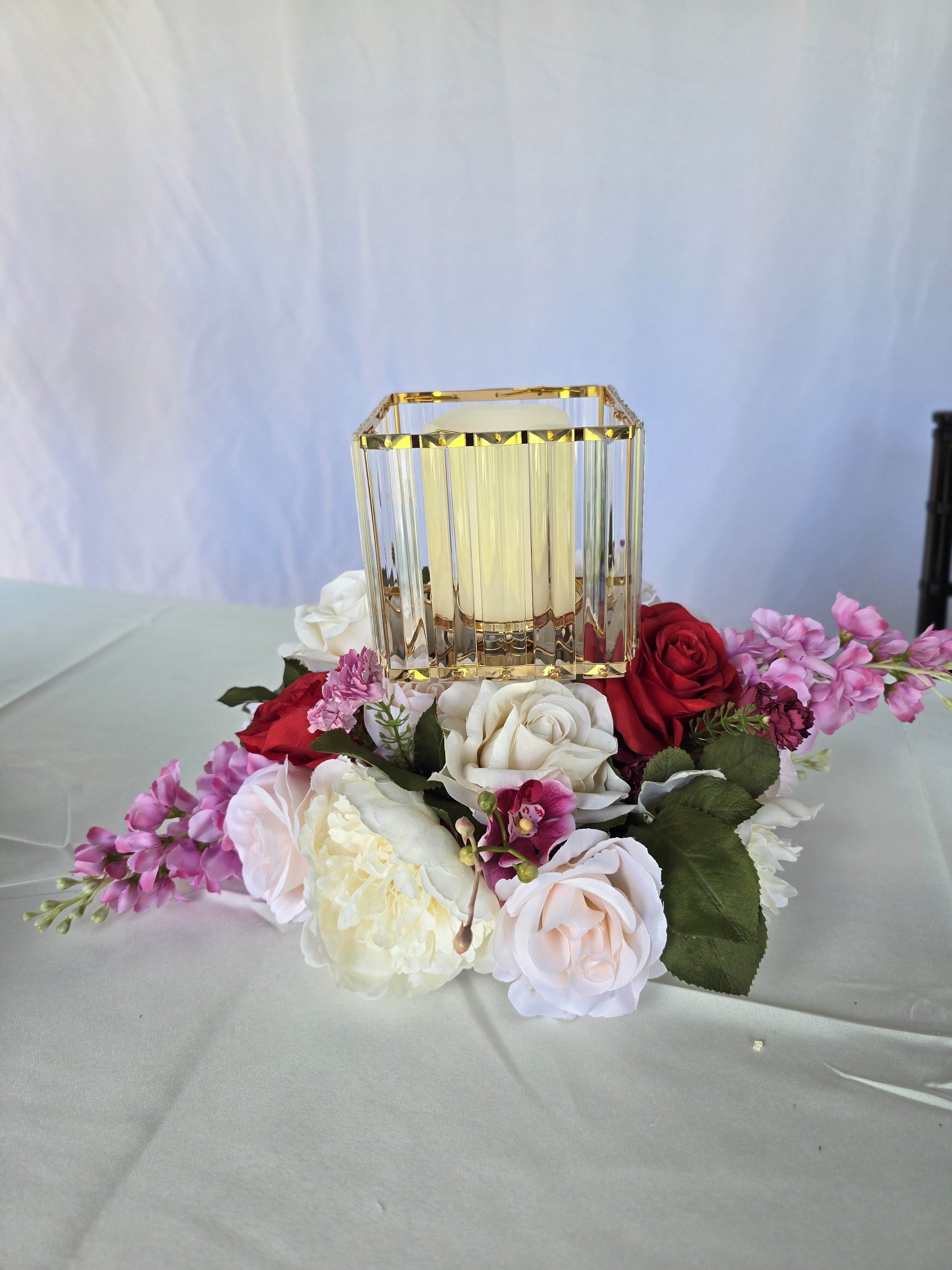 Square glass candle holders with gold accent (set of 6)