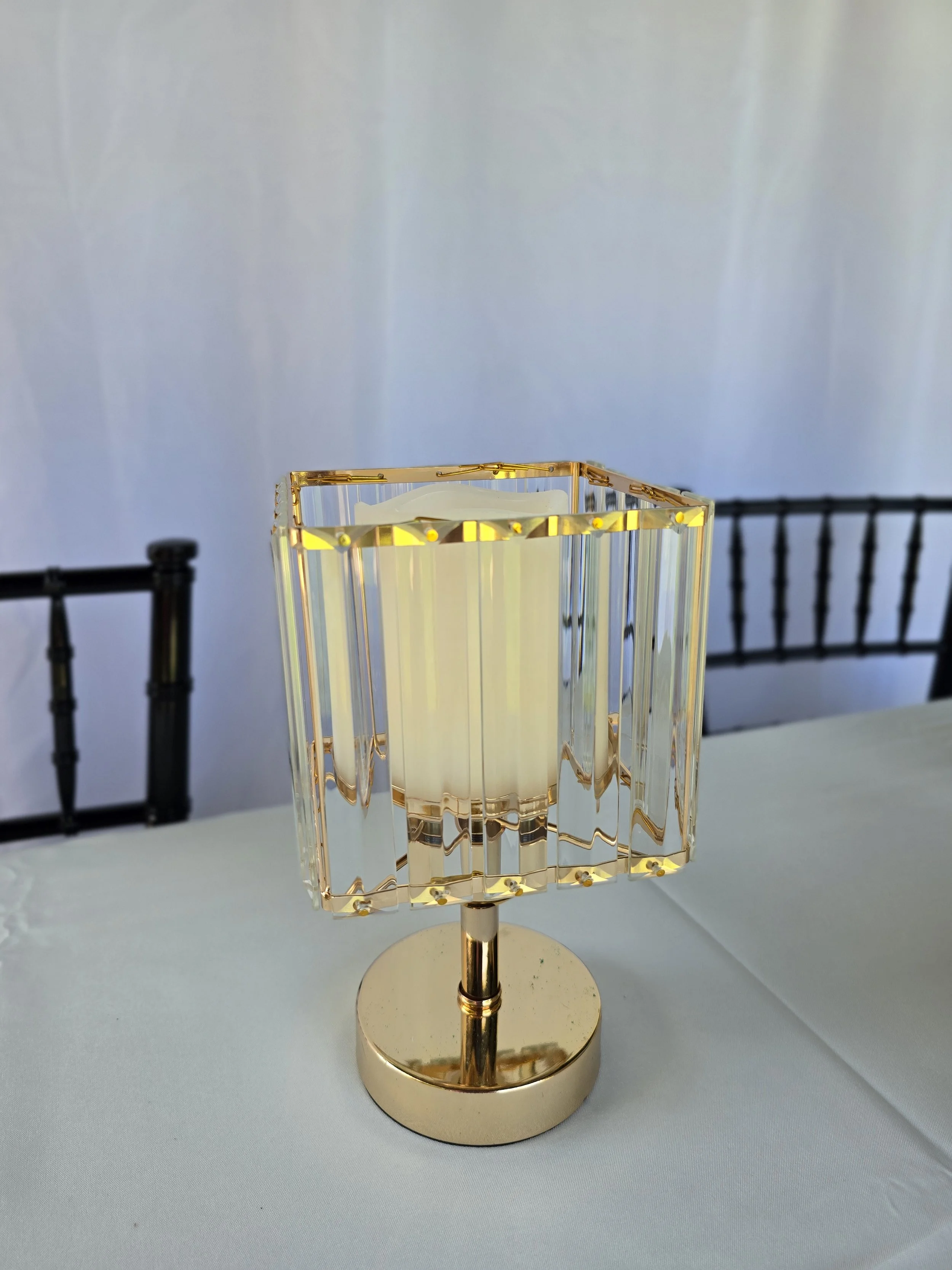 Square glass candle holders with gold accent (set of 6)