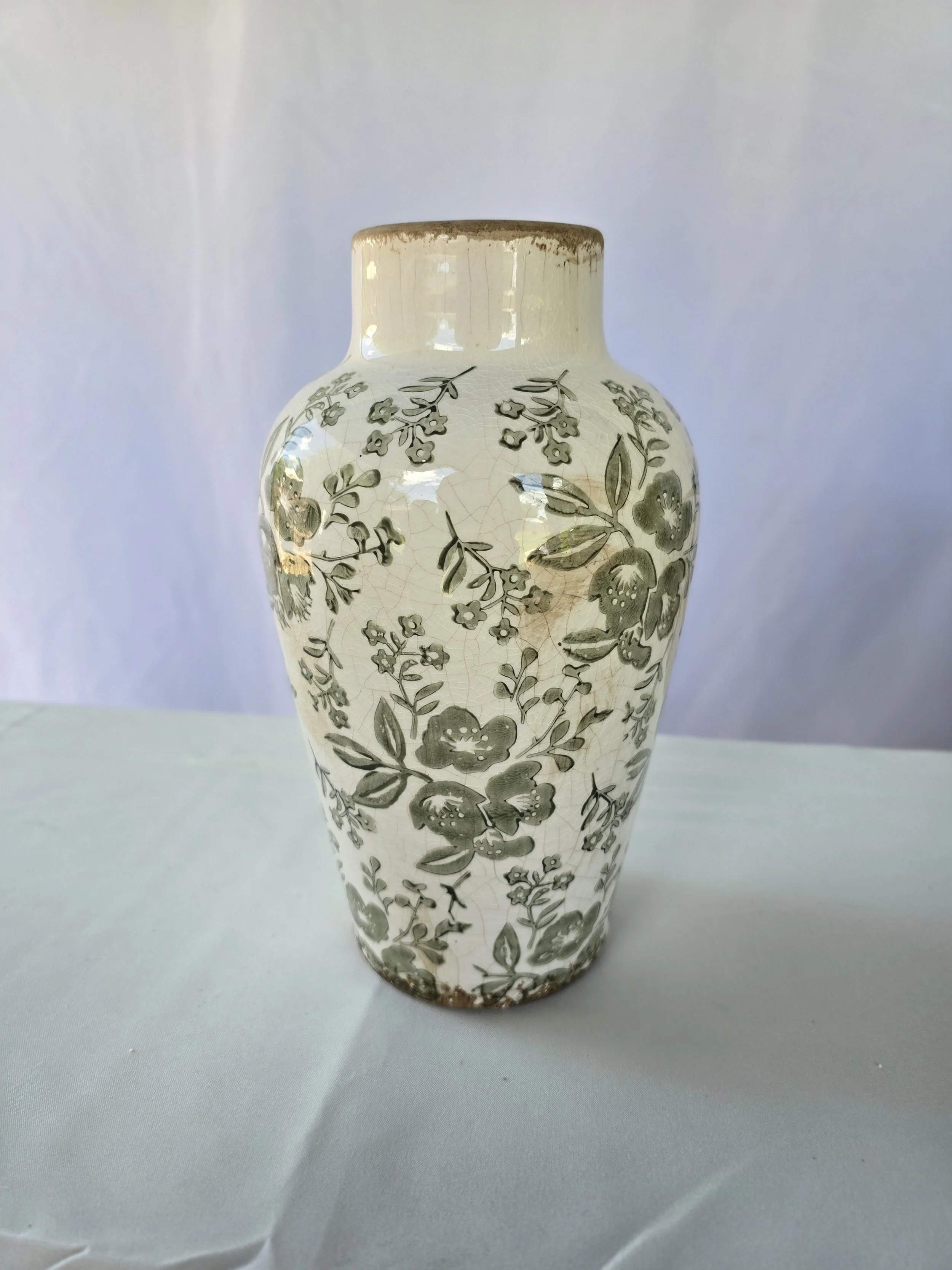 Green floral vase (set of 2)