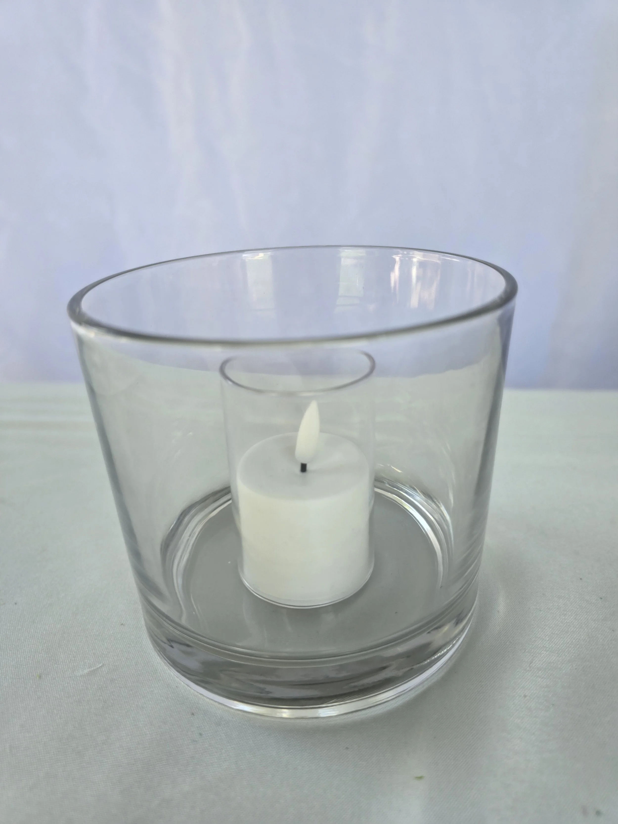 Round glass candle holder