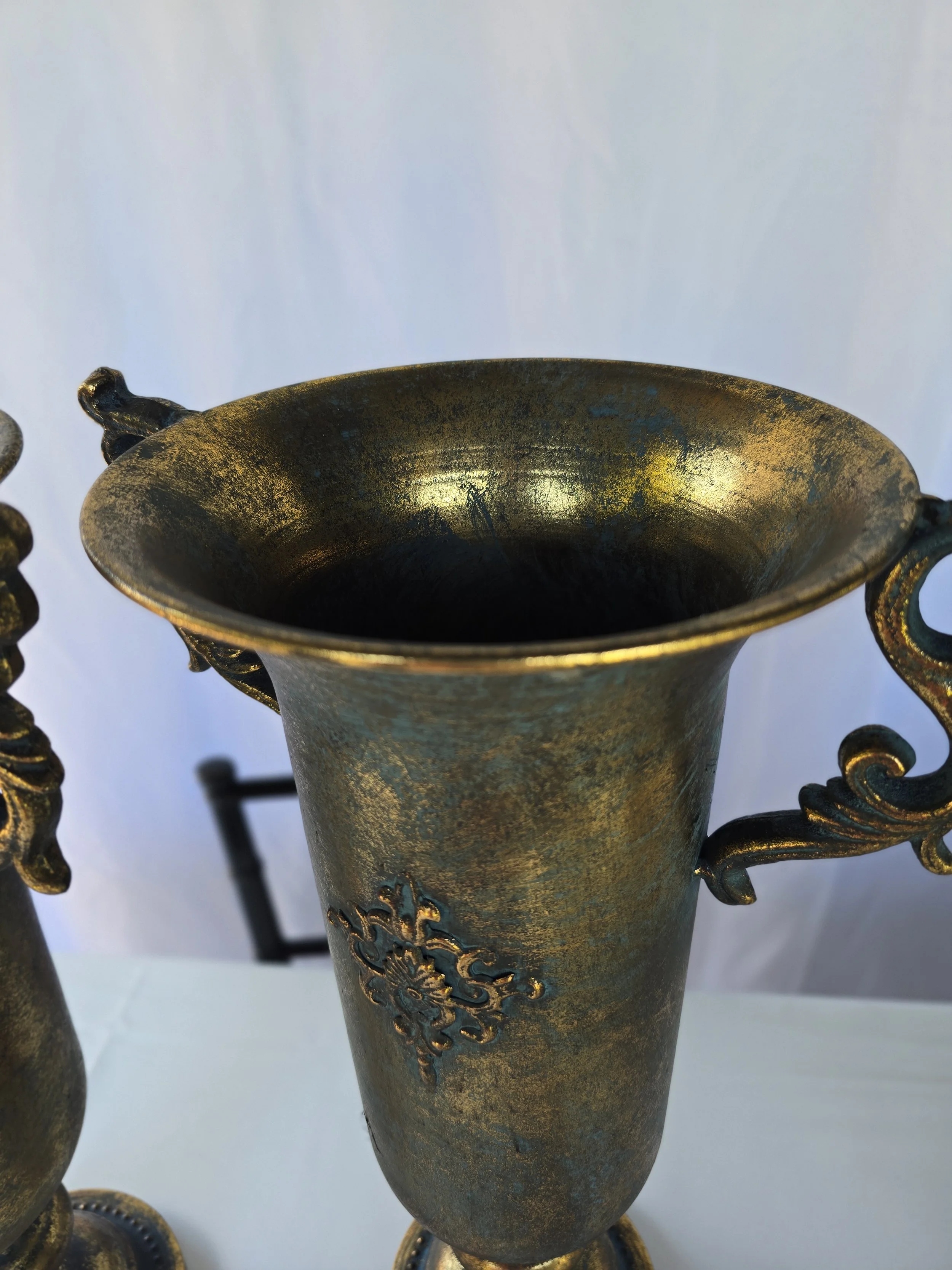Brass trumpet vases (set of 2)