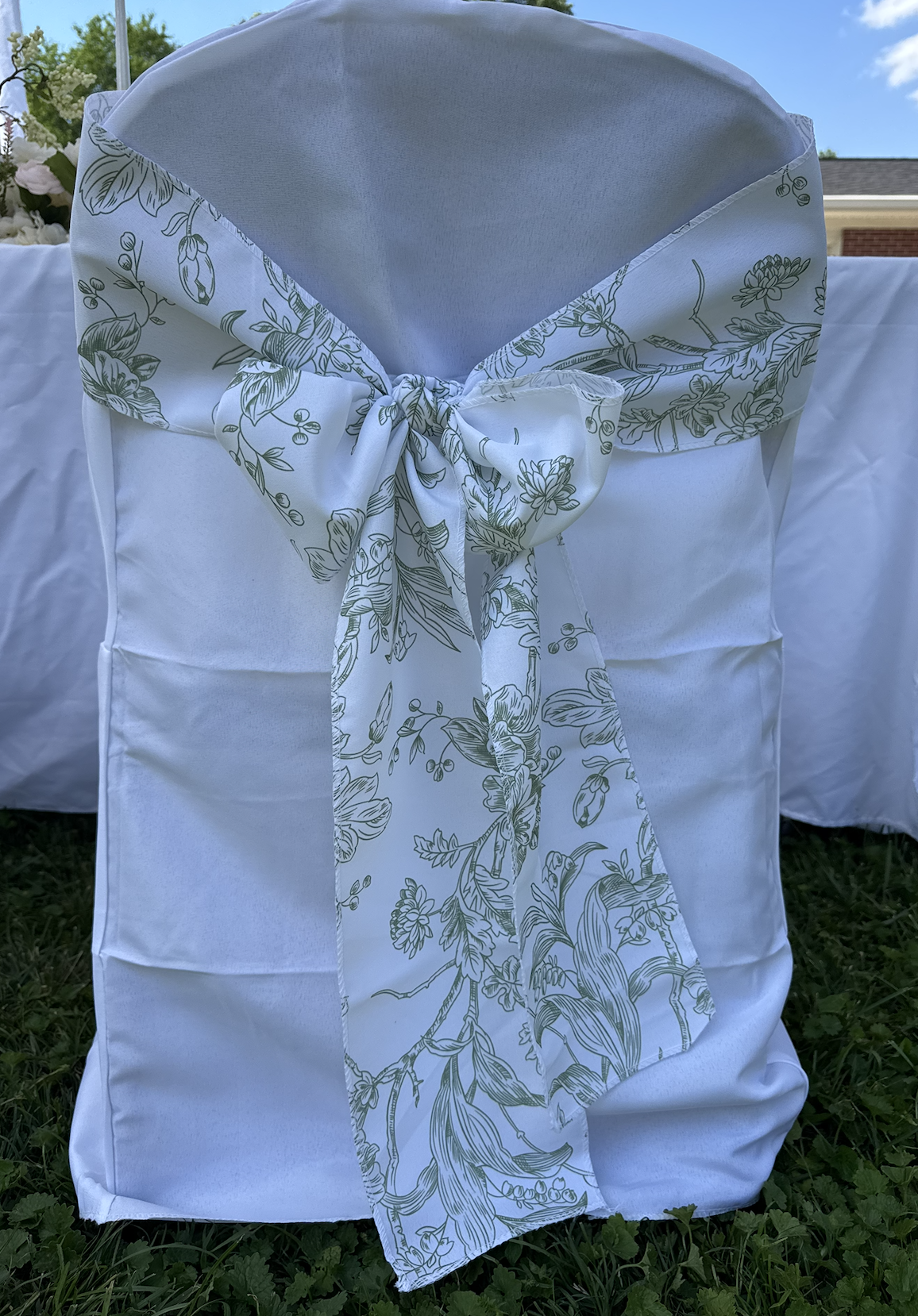 Green & White floral chair sashes (set of 50)