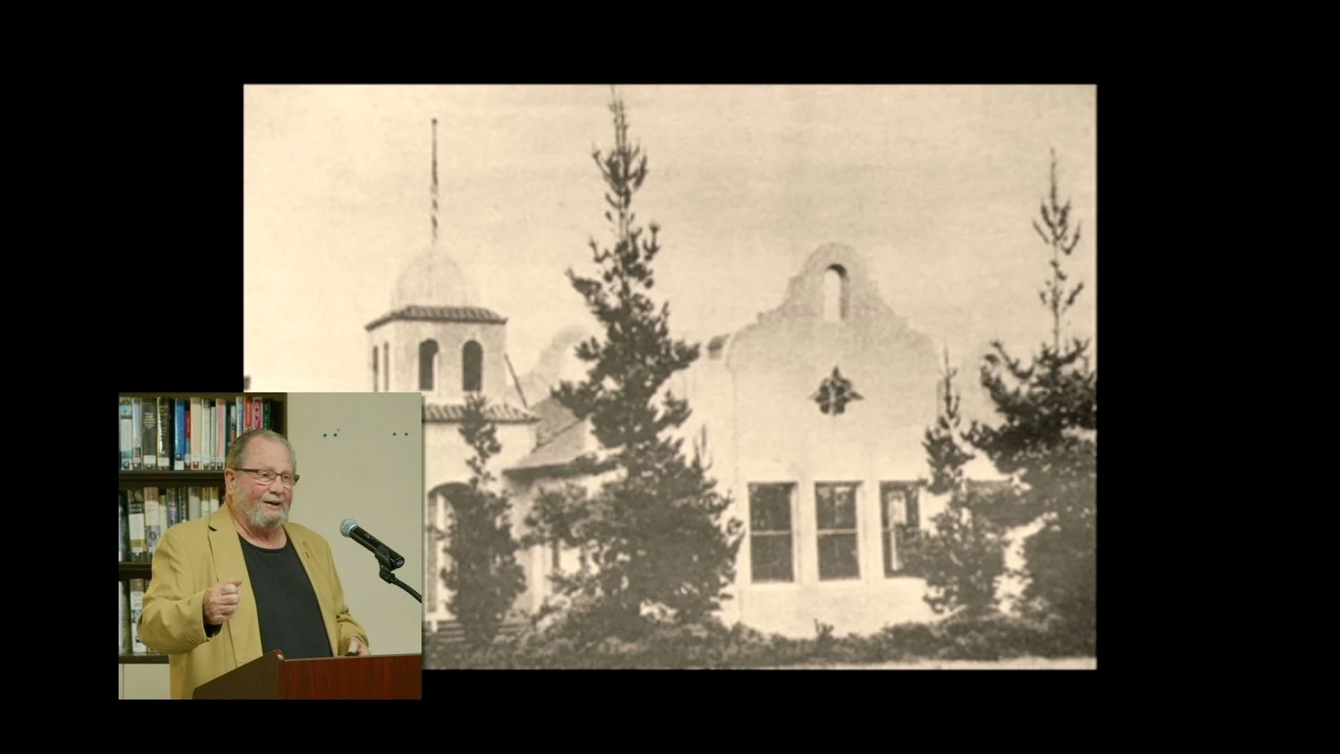 A community member presenting local history