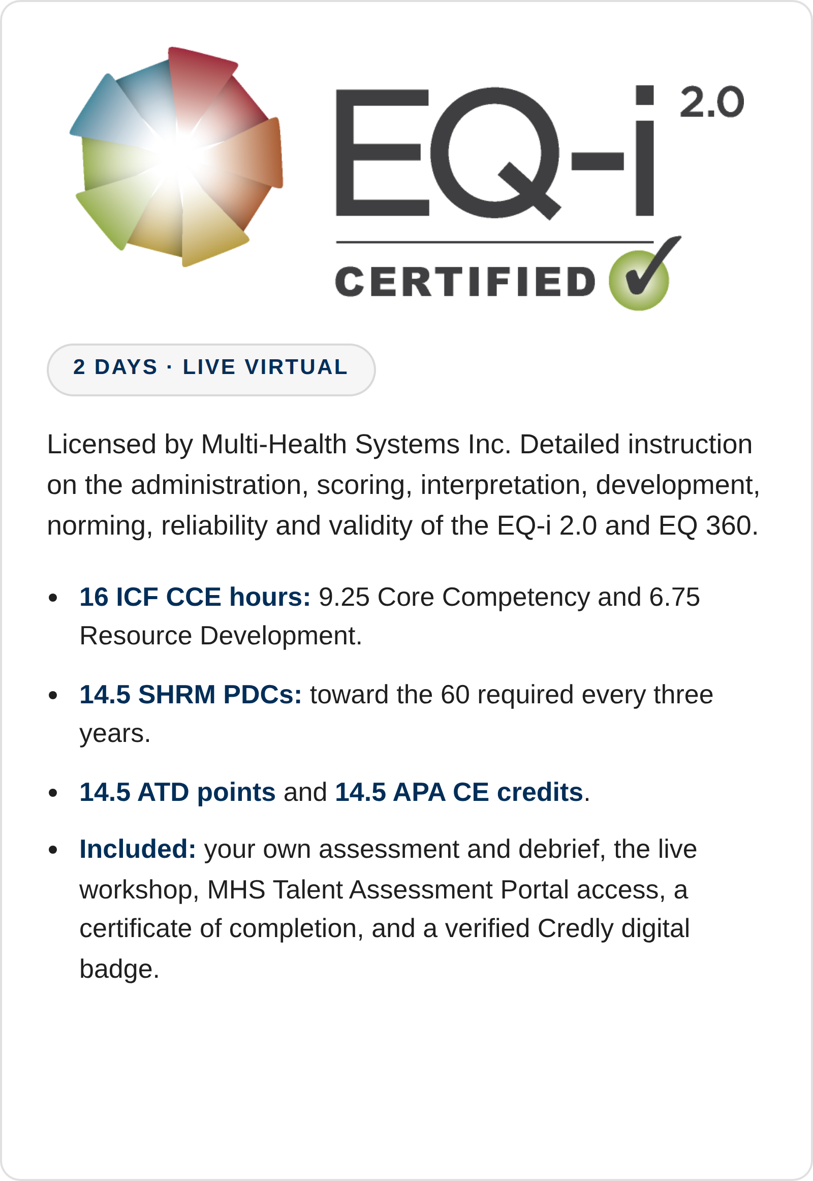 EQ-i 2.0 & EQ360 Practitioner Certification Online