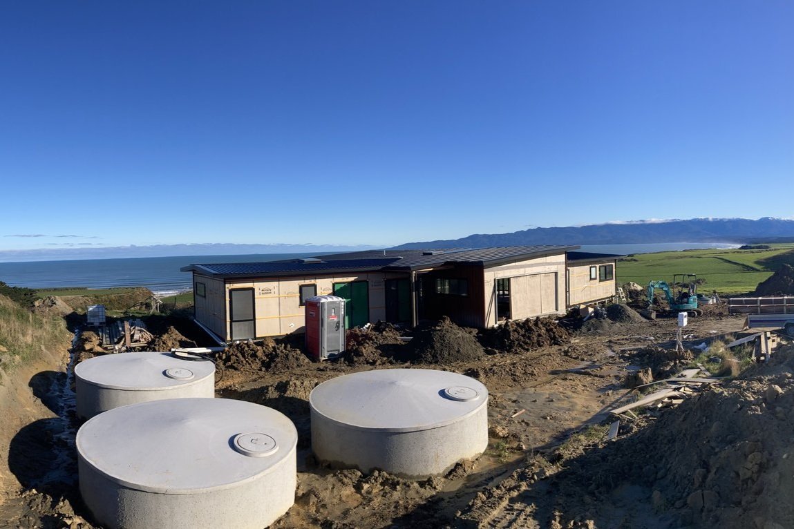 Installation of concrete water tanks for new build in Southland, Rohan Mahon Plumbing & Drainlaying, Drainlayer southland, drainlaying southland, drainlayer Riverton, drainlayer Invercargill, new build drainlayer Southland, new build drainlayer South