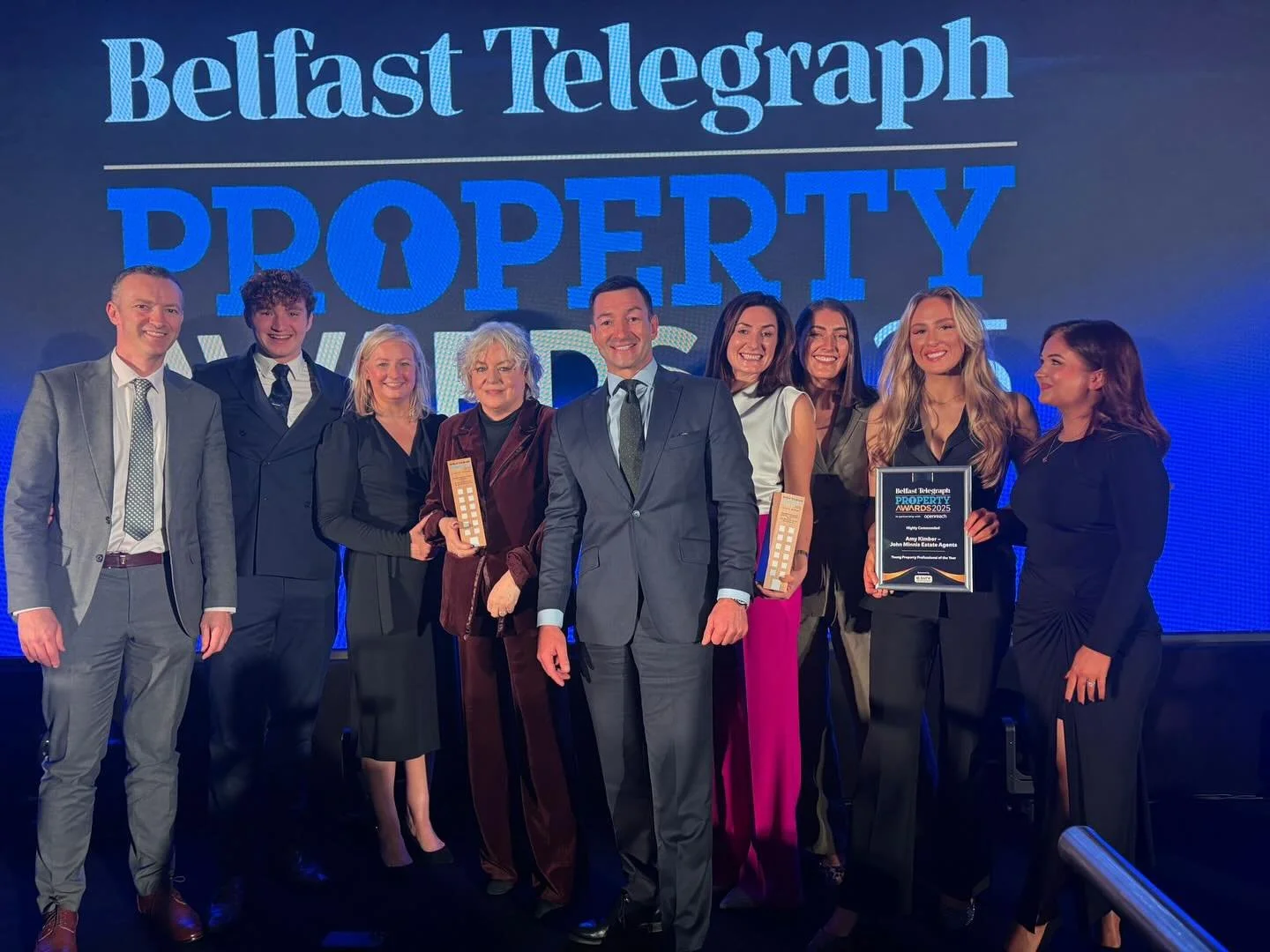 Big achievement day yesterday at the Belfast Telegraph Property Awards with John Minnis Estate Agents Ltd, who won the award for Property Marketing Campaign of the Year for their 20th year rebrand.
It was a real privilege to work alongside their tea