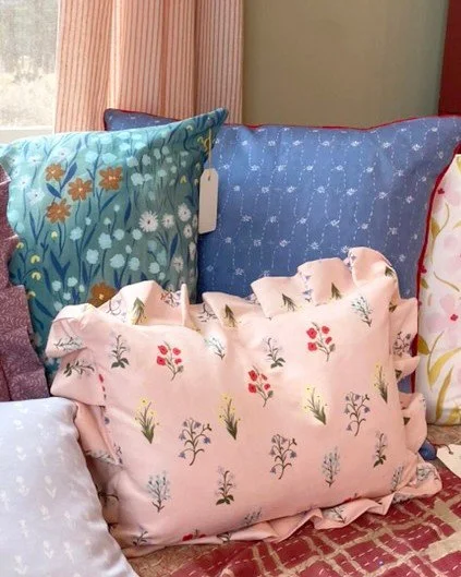 All the ruffly pillows will be for sale at The Barn Christmas Market Dec. 7th!