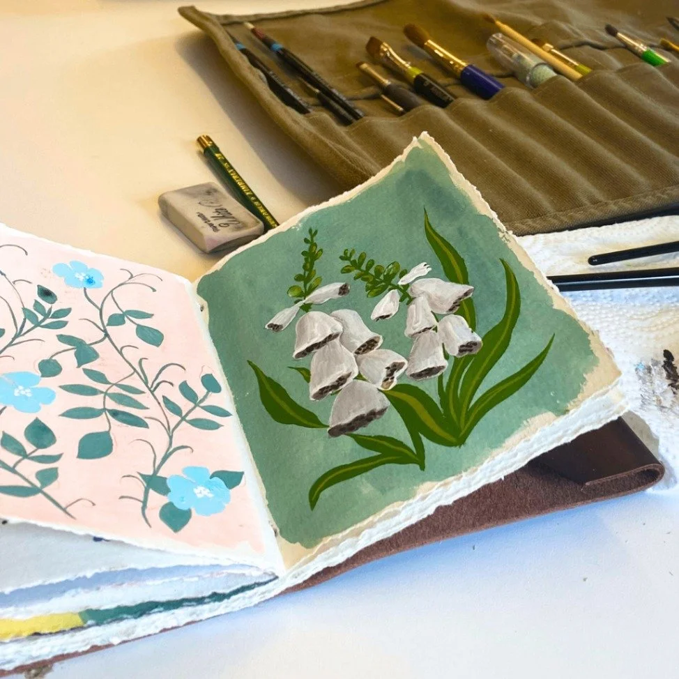 My sketchbook is always brewing with fresh floral pattern ideas: each page is a burst of color and style before it ever becomes a wallpaper or textile. These early concepts are where the fun begins!