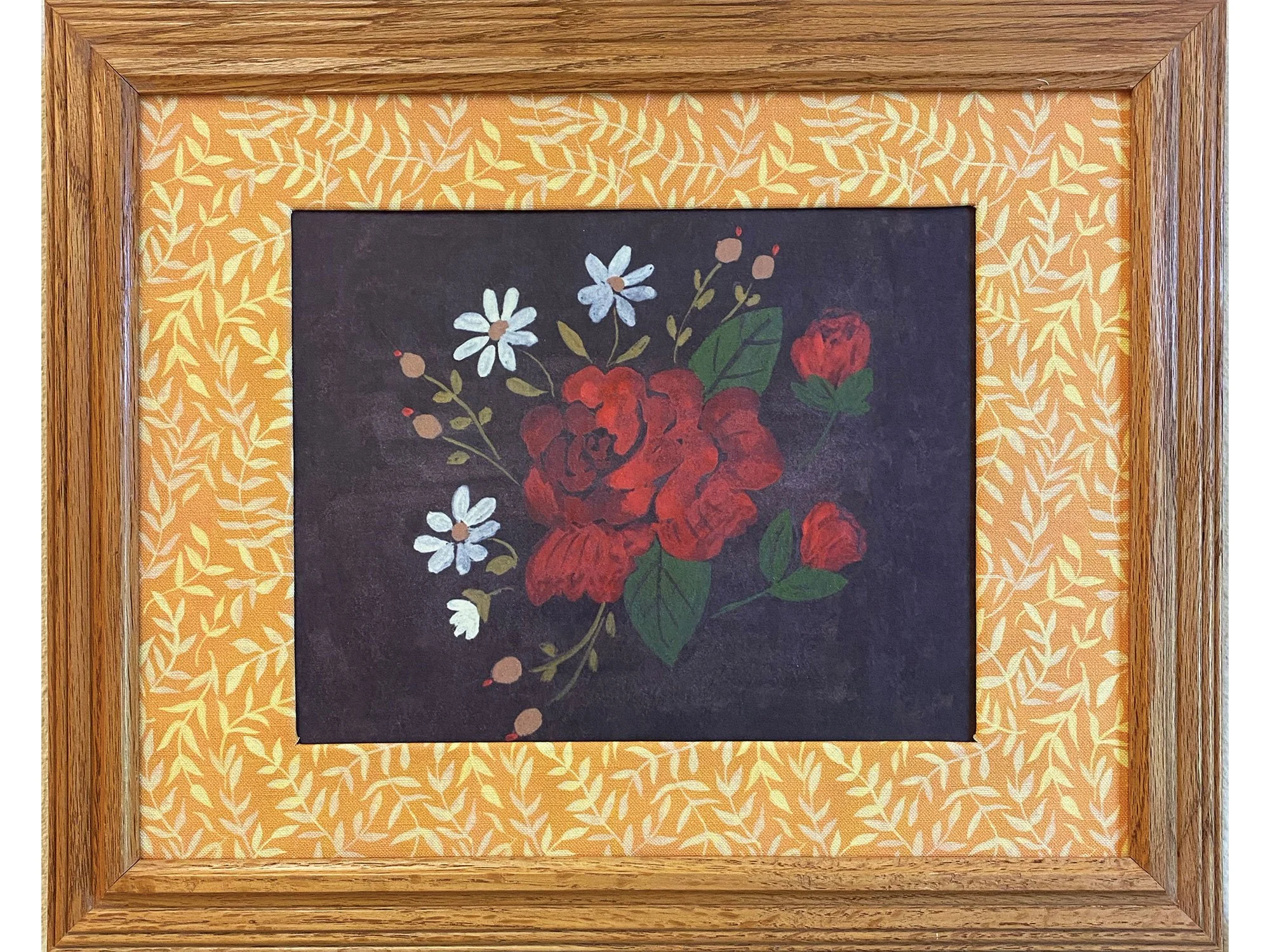 Folk Rose Print in Willow Fabric Mat