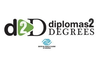 Logo of d2D diplomas2 degrees organization with text and graphics.