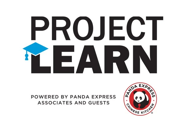 Project Learn logo with a graduation cap and Panda Express Chinese Kitchen badge, powered by Panda Express, associates and guests